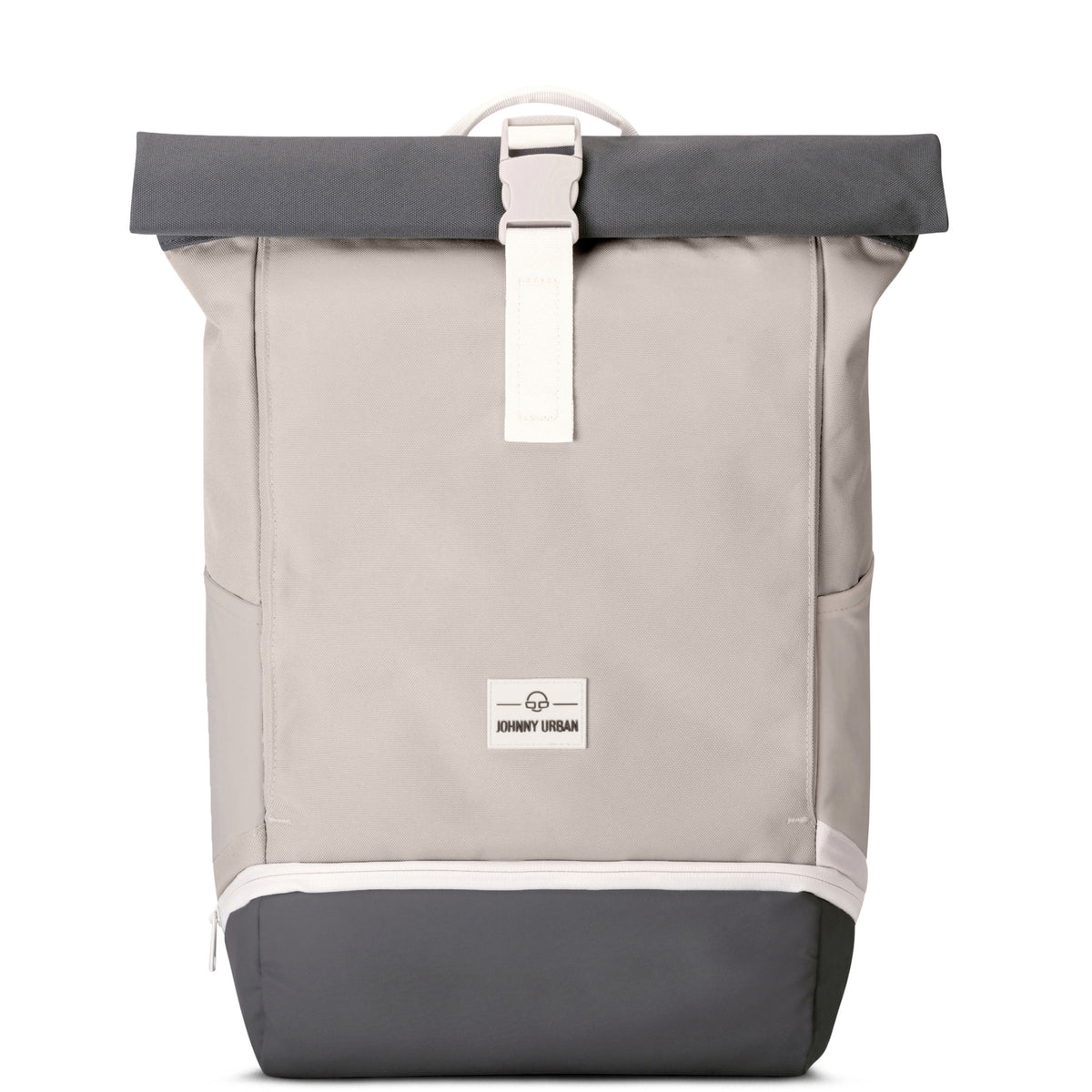 Beiger und grauer Rolltop Rucksack 'Allen Medium' von Johnny Urban aus robustem Material