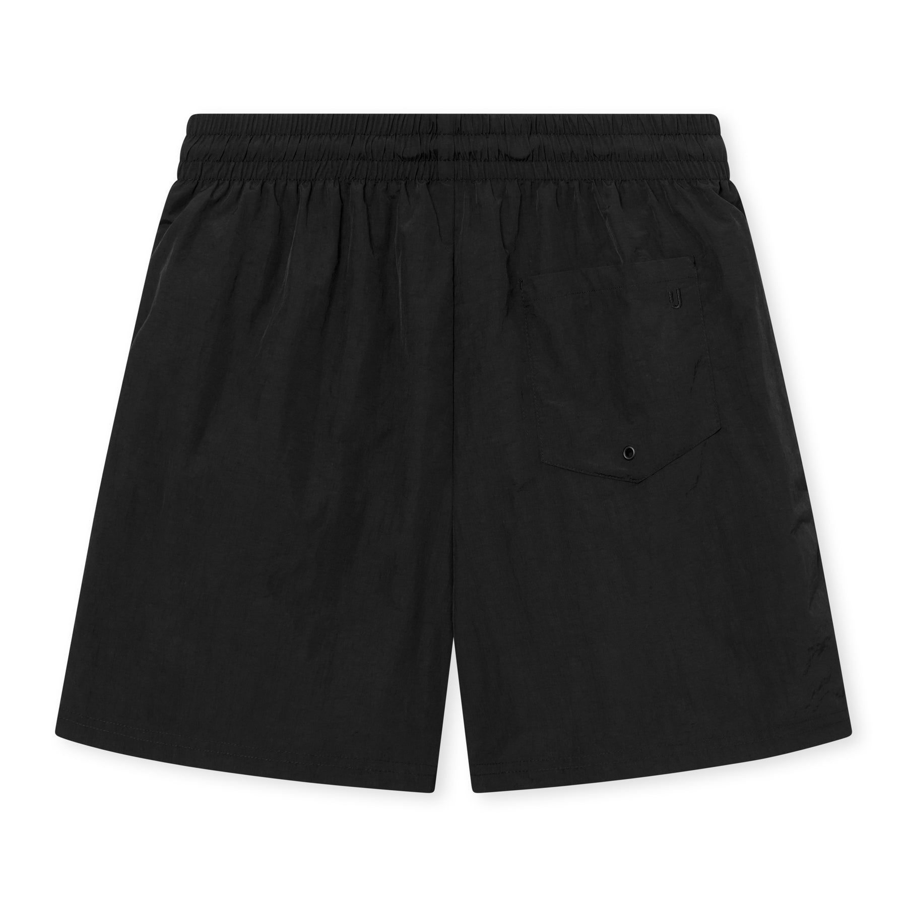 Schwarze Badehose 'Jay' mit elastischem Bund und Gesäßtasche mit Klappe