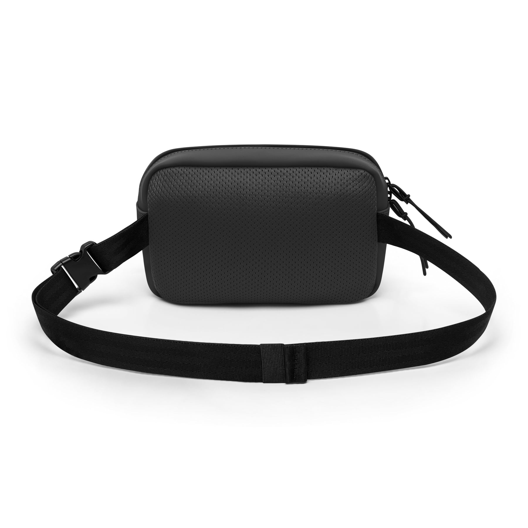 Schwarze Umhängetasche Wesley mit verstellbarem Gurt und perforierter Vorderseite