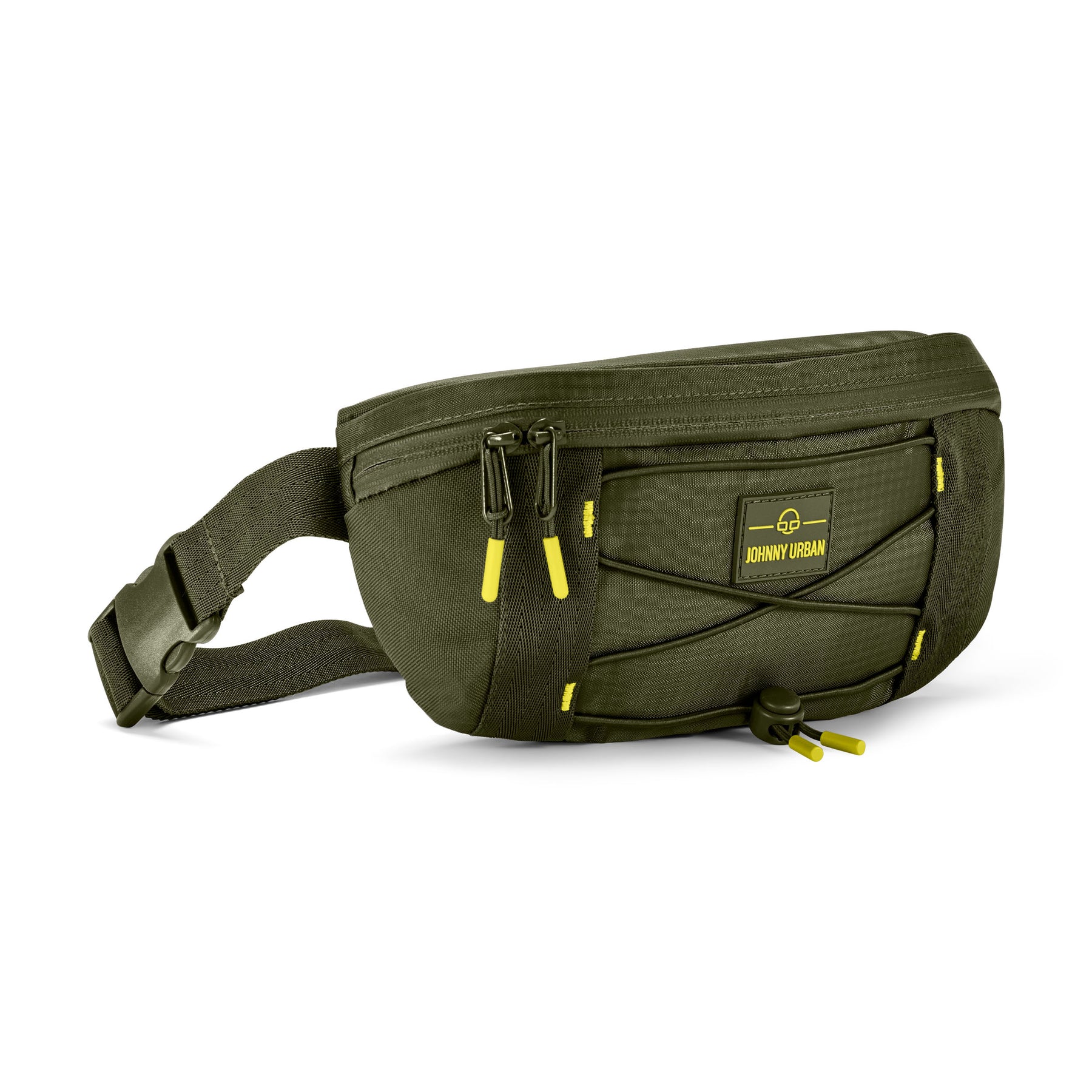 Olivegrüne Johnny Urban Bauchtasche 'Devin' mit gelben Details und verstellbarem Gurt
