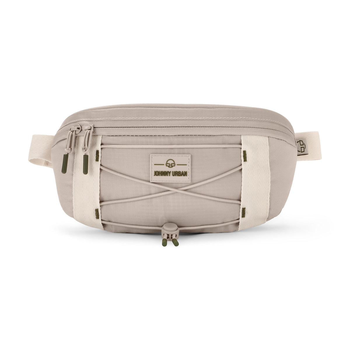 Beige Bauchtasche 'Devin' von Johnny Urban mit Reißverschlüssen und elastischem Frontband