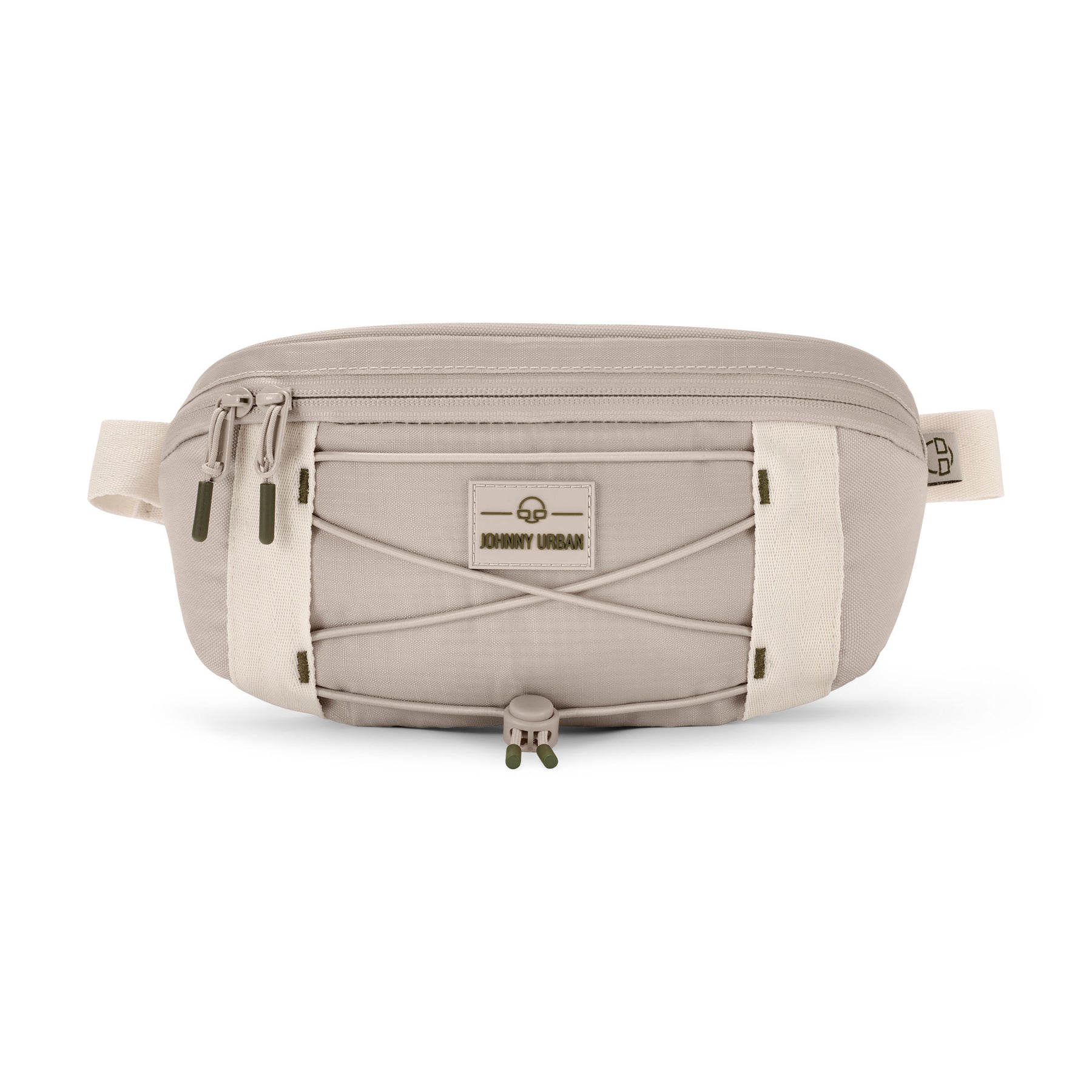 Beige Bauchtasche 'Devin' von Johnny Urban mit Reißverschlüssen und elastischem Frontband