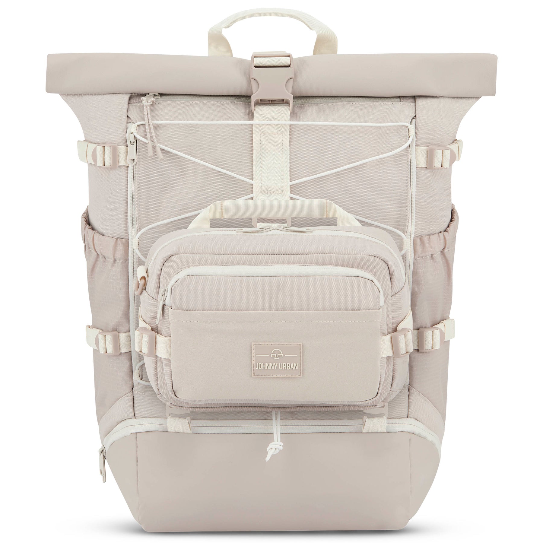 Beige Johnny Urban Bauchtasche 'Travis' mit mehreren Reißverschlusstaschen und elastischen Bändern