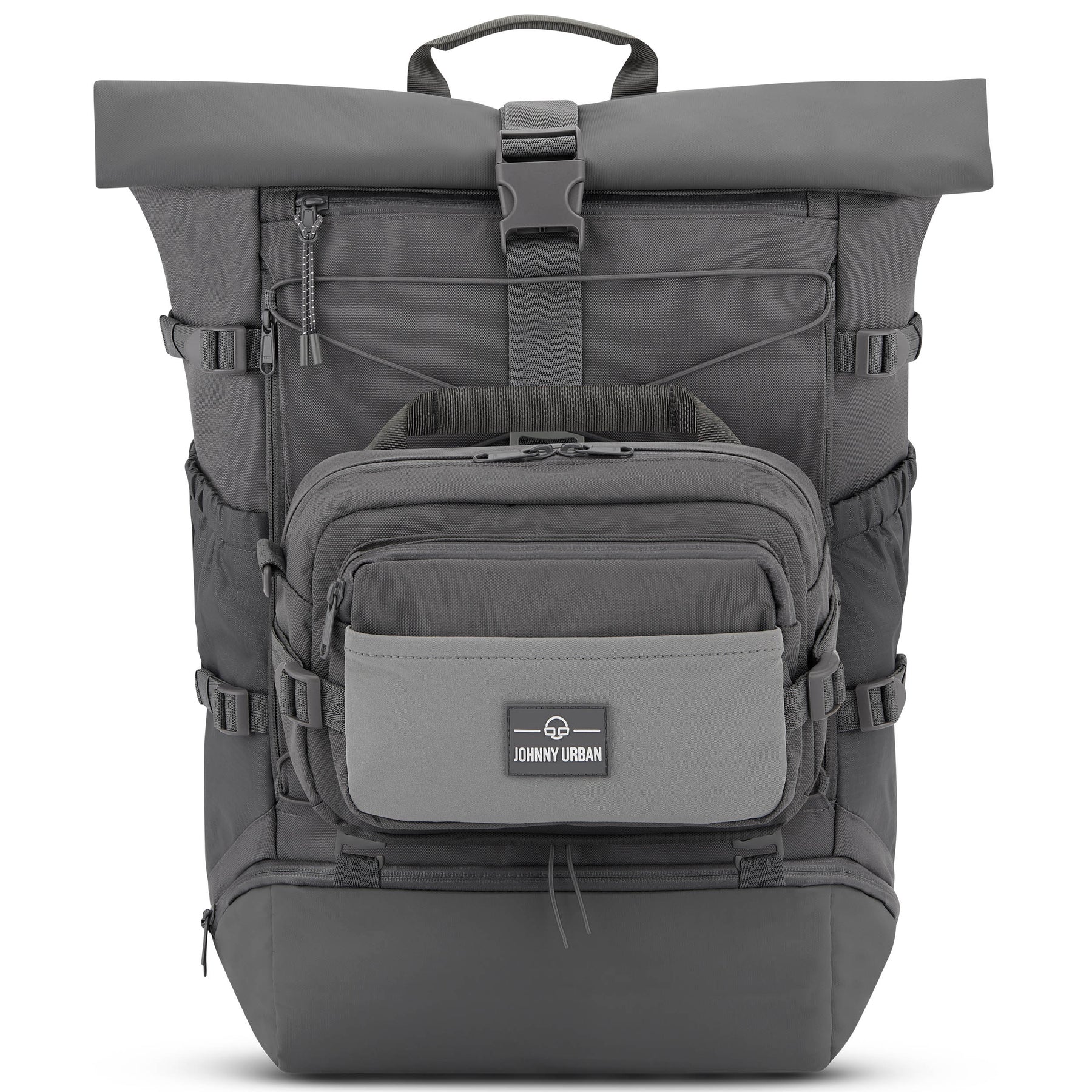 Graue Bauchtasche 'Travis' von Johnny Urban mit mehreren Reißverschlussfächern und verstellbaren Riemen