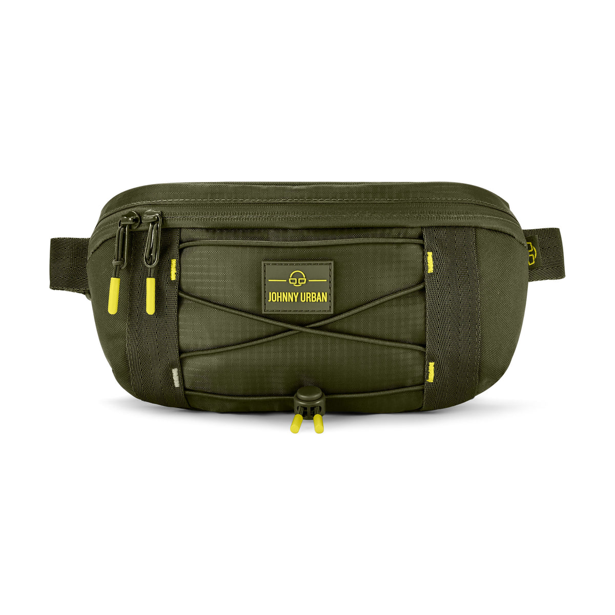 Olivefarbene Bauchtasche 'Devin' von Johnny Urban mit Reißverschluss und elastischem Kordelzug vorne