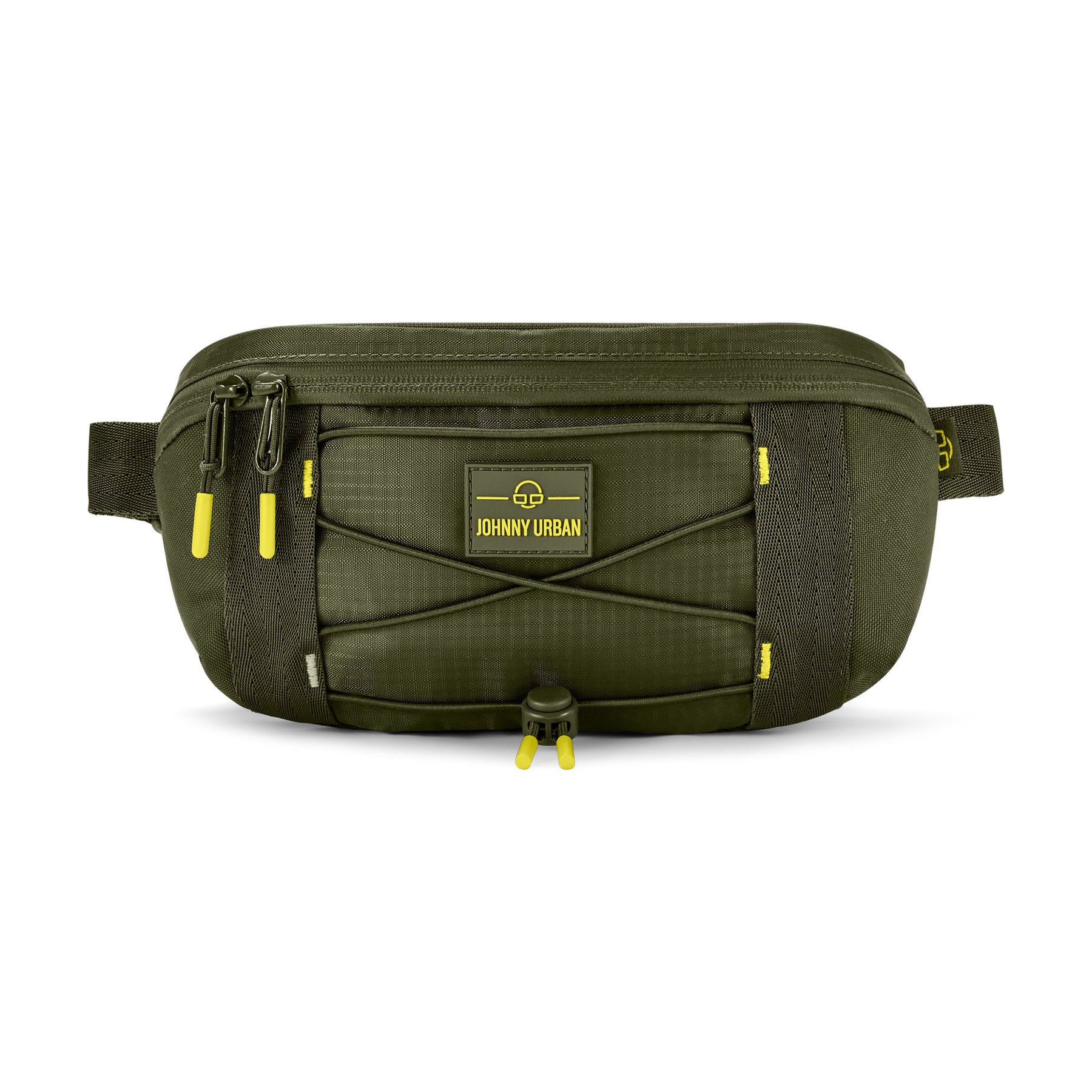 Olivefarbene Bauchtasche 'Devin' von Johnny Urban mit Reißverschluss und elastischem Kordelzug vorne