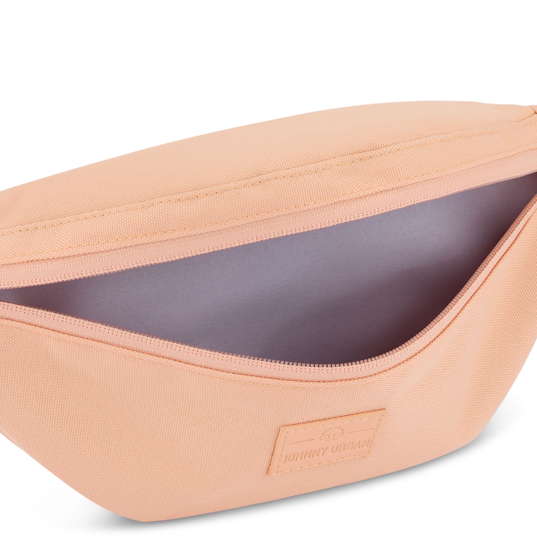 Johnn Urban Bauchtasche 'Erik Small' in Beige mit offenem Reißverschluss und grauem Innenfutter