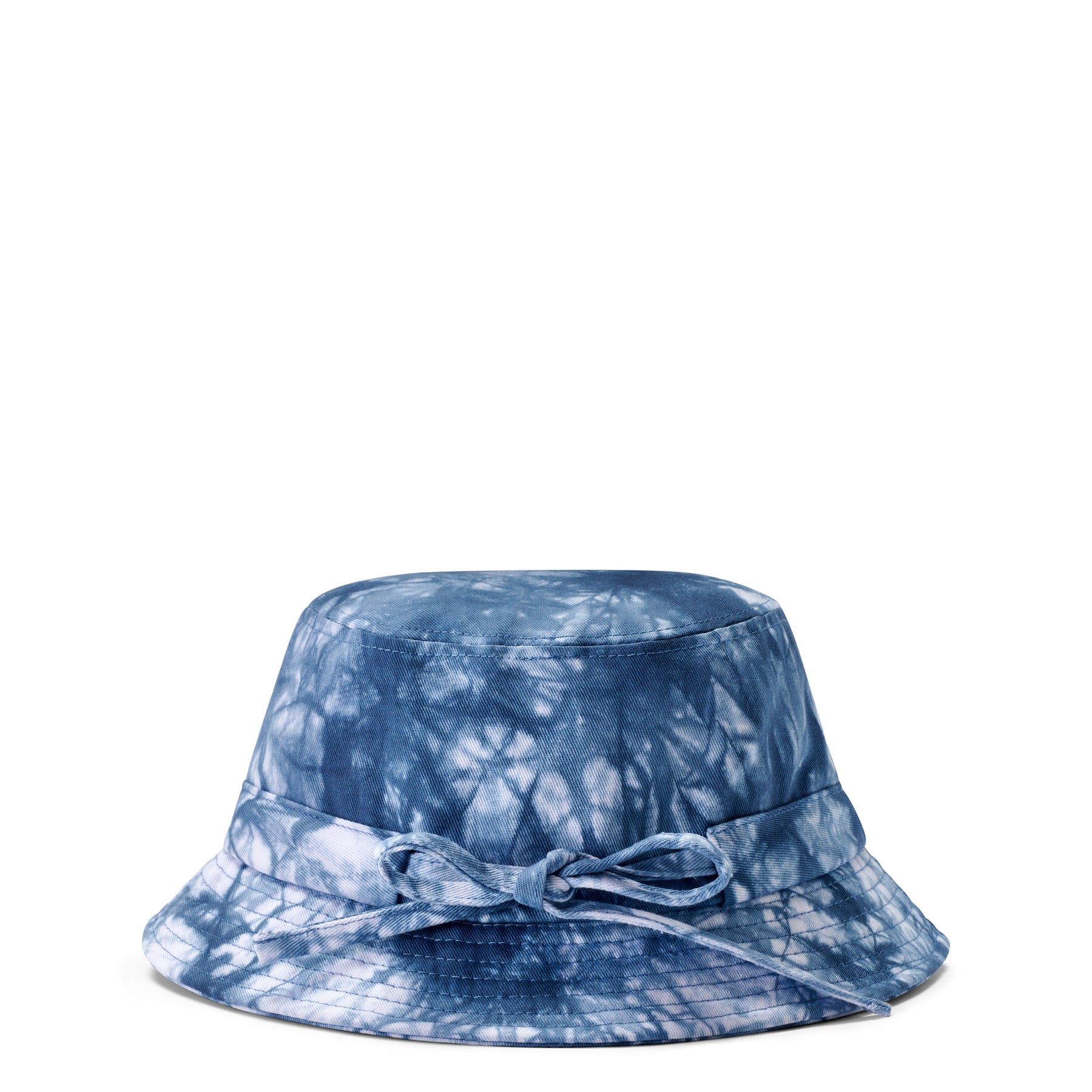 Blauer Batik-Bucket-Hat 'Gill' mit Schleife aus Stoff