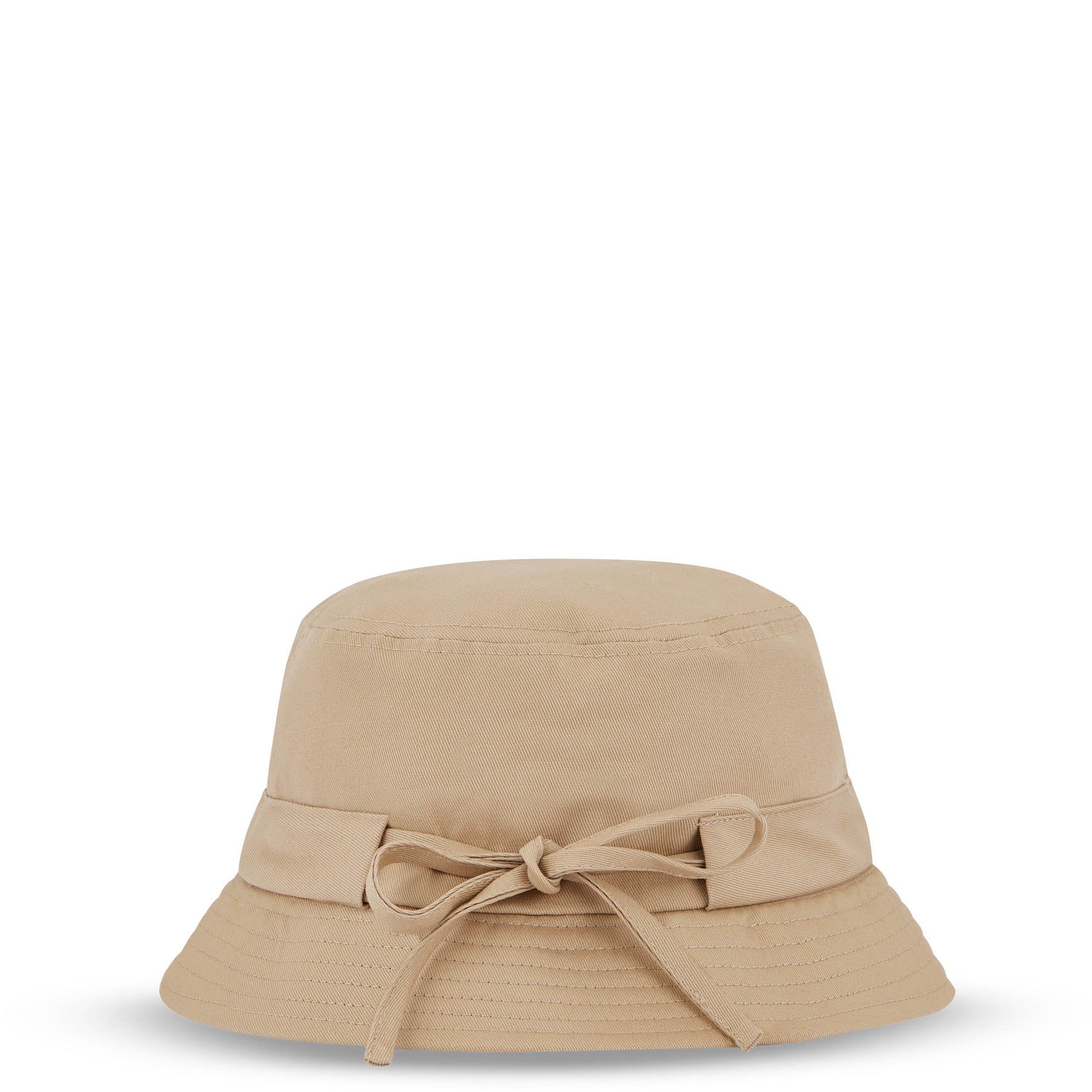 Beiger Bucket Hat 'Gill' mit dekorativer Schleife aus Stoff