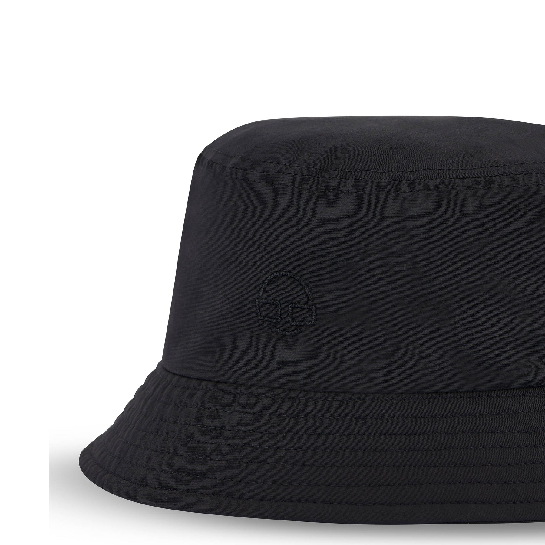 Schwarzer Bucket Hat 'Bob' von Johnny Urban mit tonalem Logo-Stick am unteren Rand