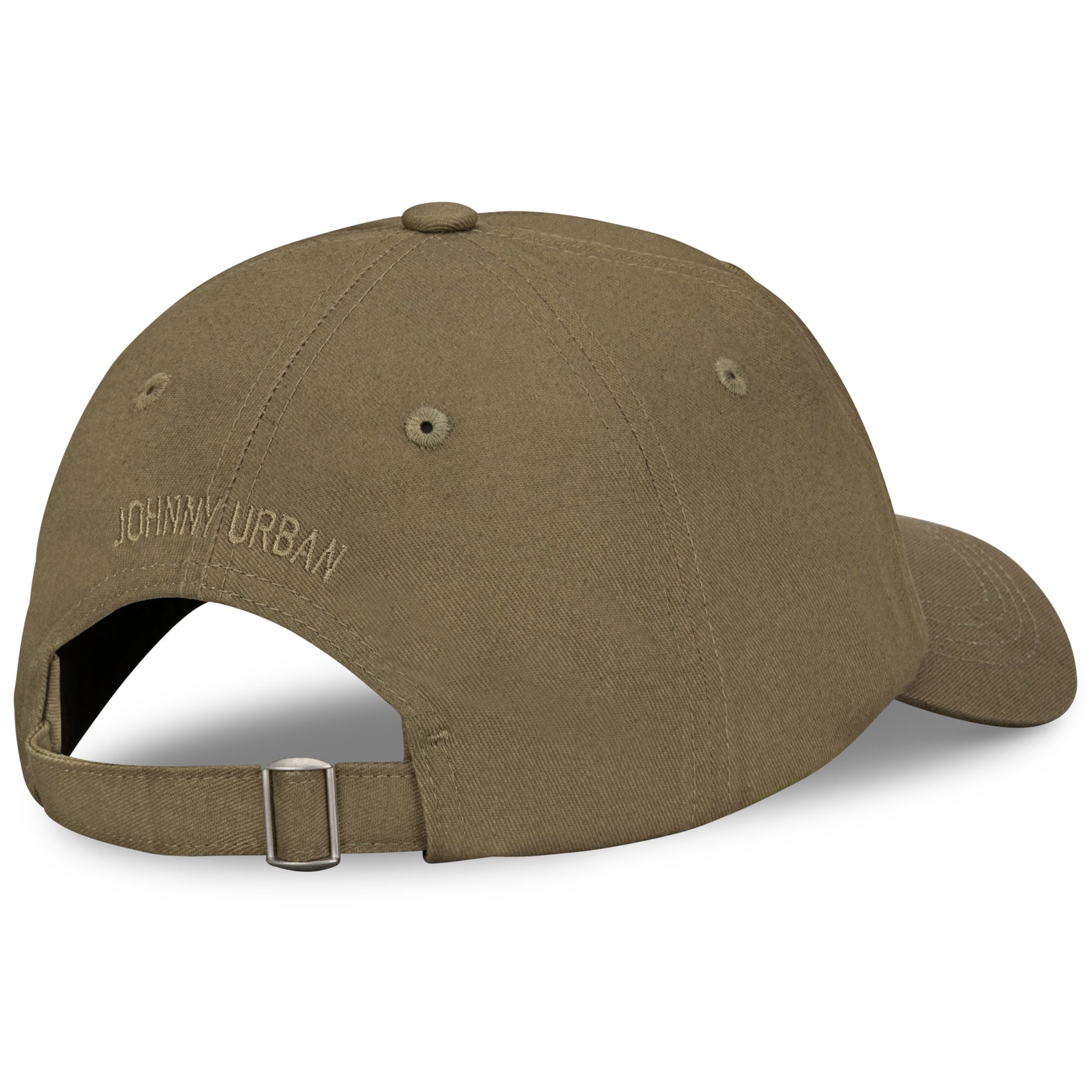 Olivefarbene Canvas-Cap 'Jen' von Johnny Urban mit verstellbarem Riemen und gesticktem Markenschriftzug hinten