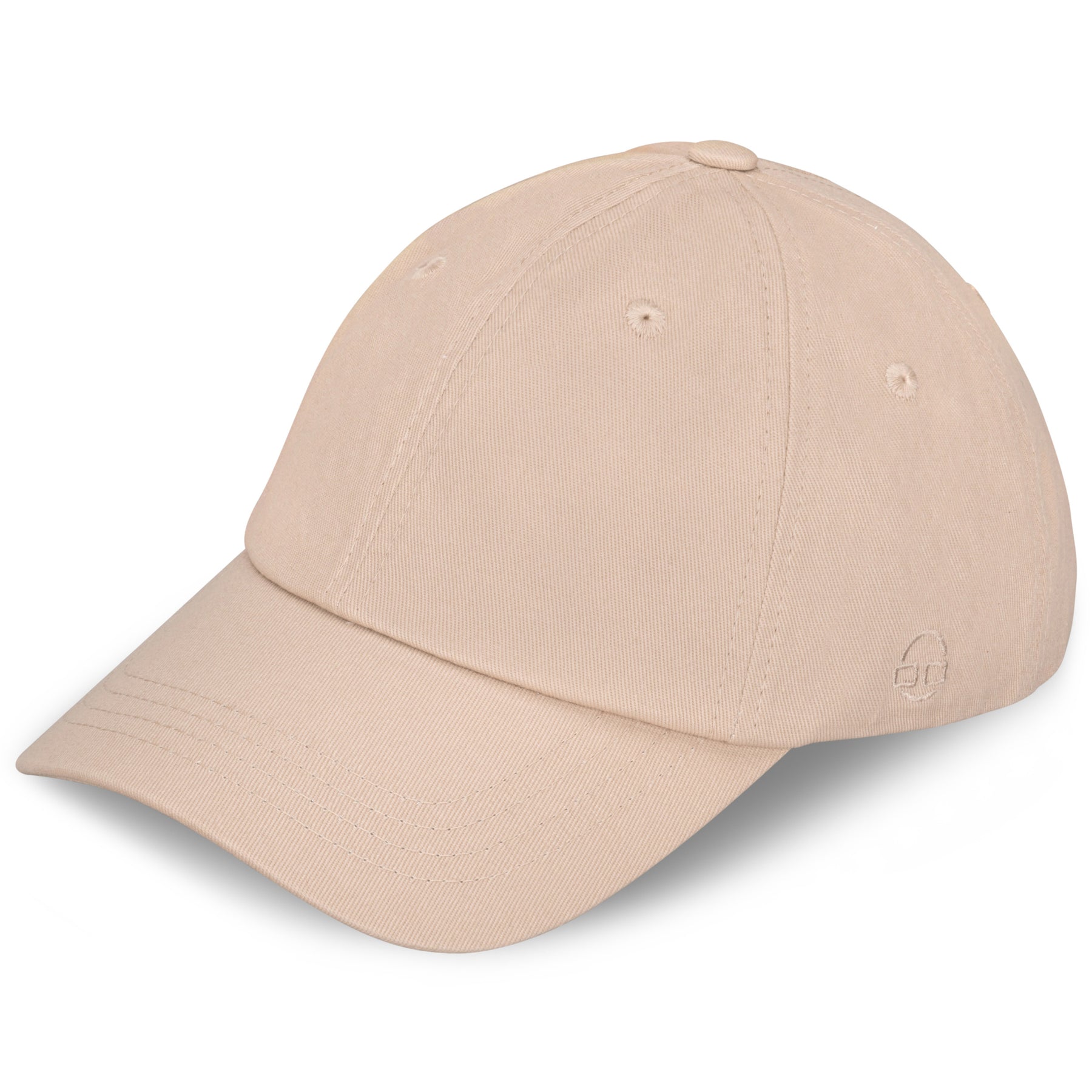 Beige Canvas Cap 'Jen' mit gebogenem Schirm und kleiner Stickerei seitlich