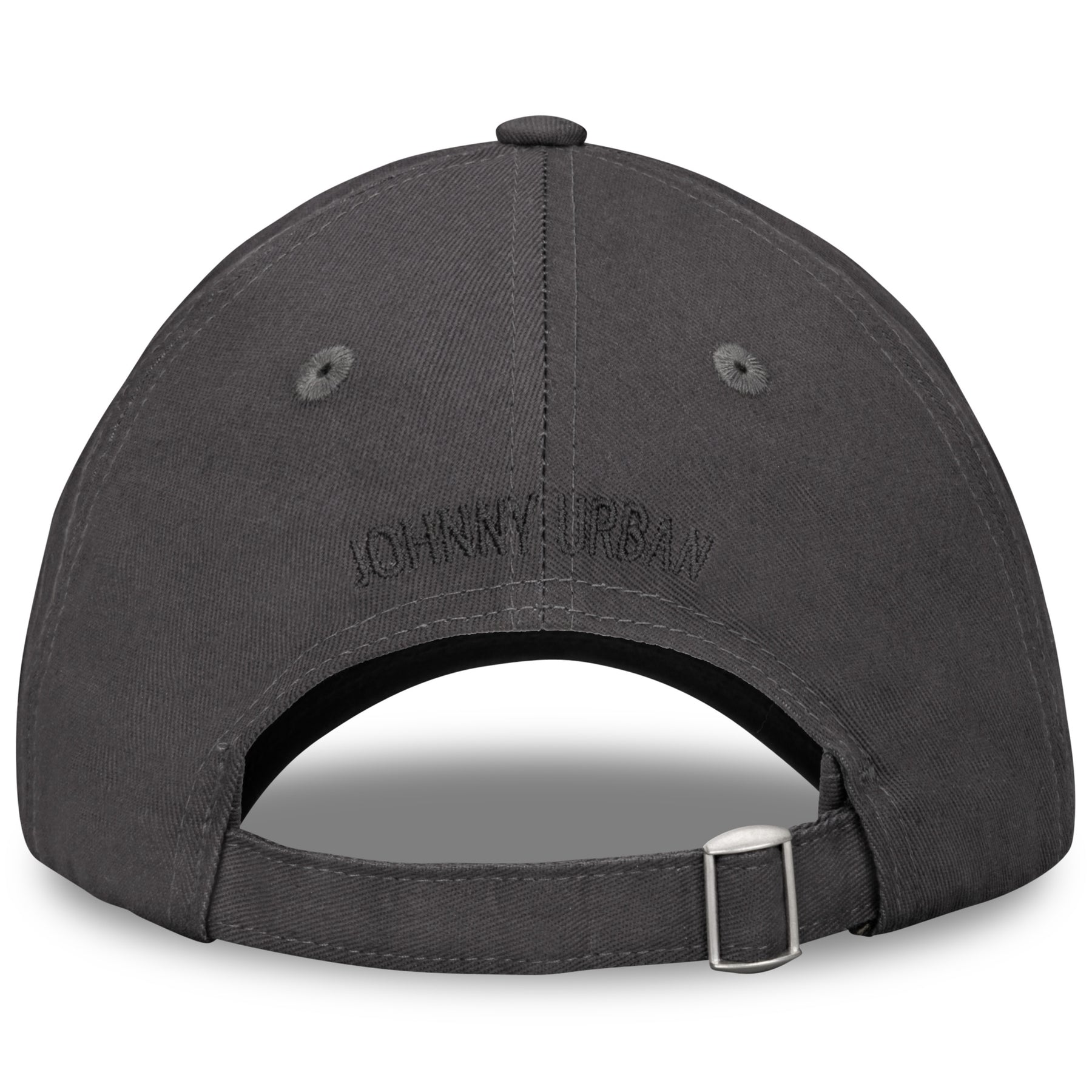 Grau bestickte Johnny Urban Cap 'Jen' Rückansicht mit verstellbarem Riemen und Metallverschluss