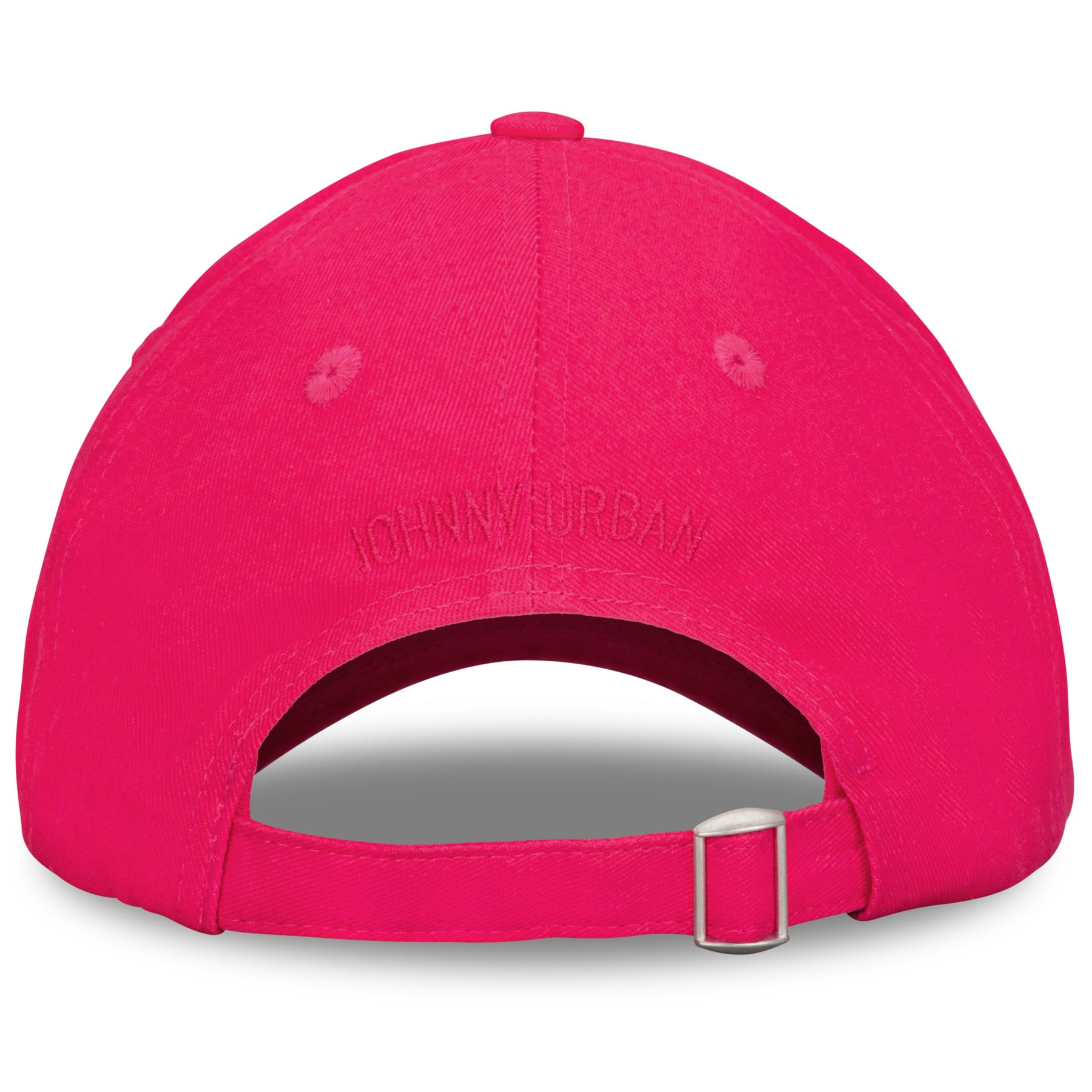 Rückseite der pinkfarbenen Cap 'Jen' aus Canvas mit verstellbarem Metallverschluss und eingesticktem 'Johnny Urban' Schriftzug