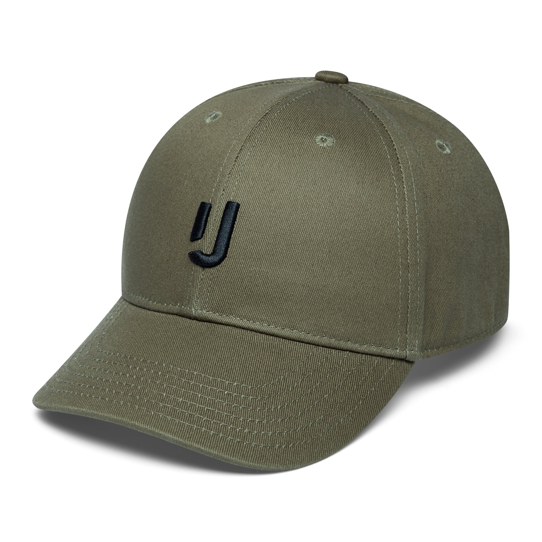 Olivefarbene Cap 'Jason' mit schwarzem aufgesticktem Logo