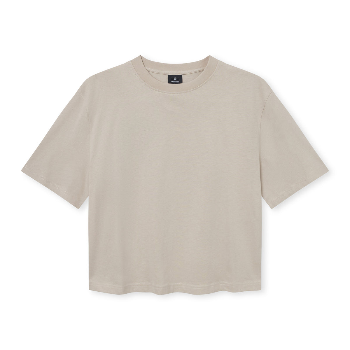 Beige Crop-T-Shirt ‚Zoey‘ von Johnny Urban mit Rundhalsausschnitt und kurzen Ärmeln