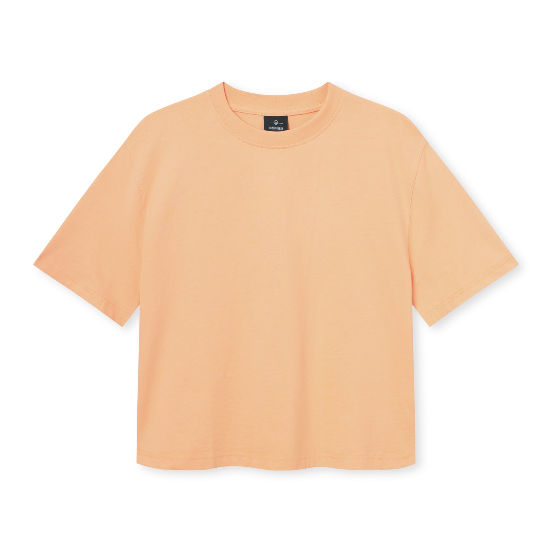 Cropped T-Shirt 'Zoey' in Pfirsichfarbe mit Rundhalsausschnitt und kurzen Ärmeln von Johnny Urban