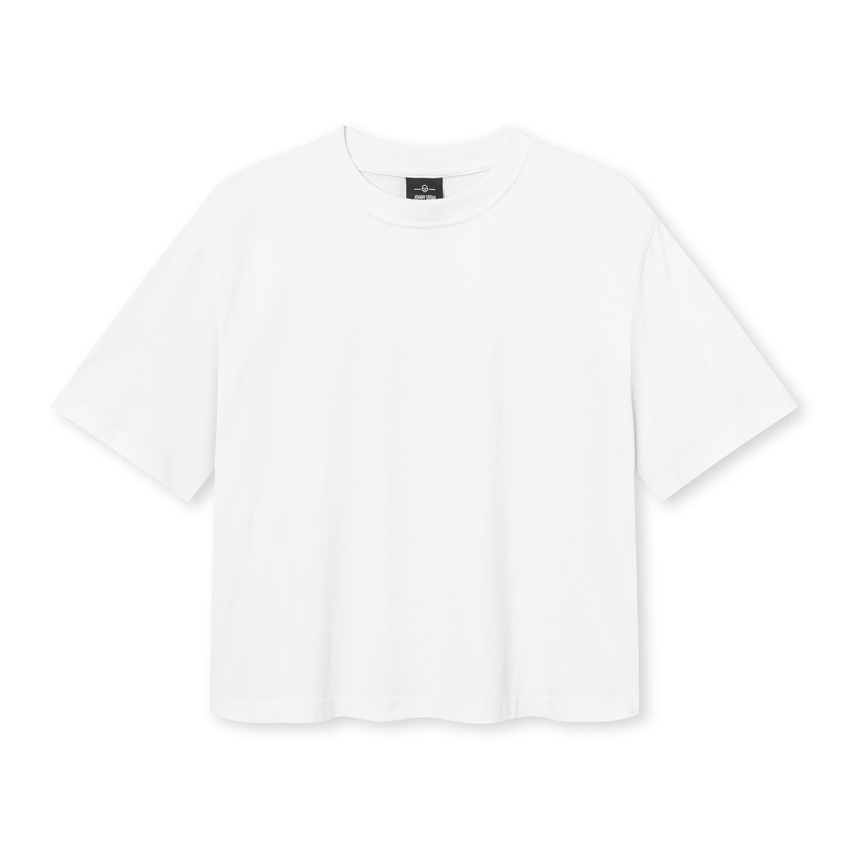 Weißes Cropped T-Shirt 'Zoey' von Johnny Urban mit Rundhalsausschnitt und kurzen Ärmeln