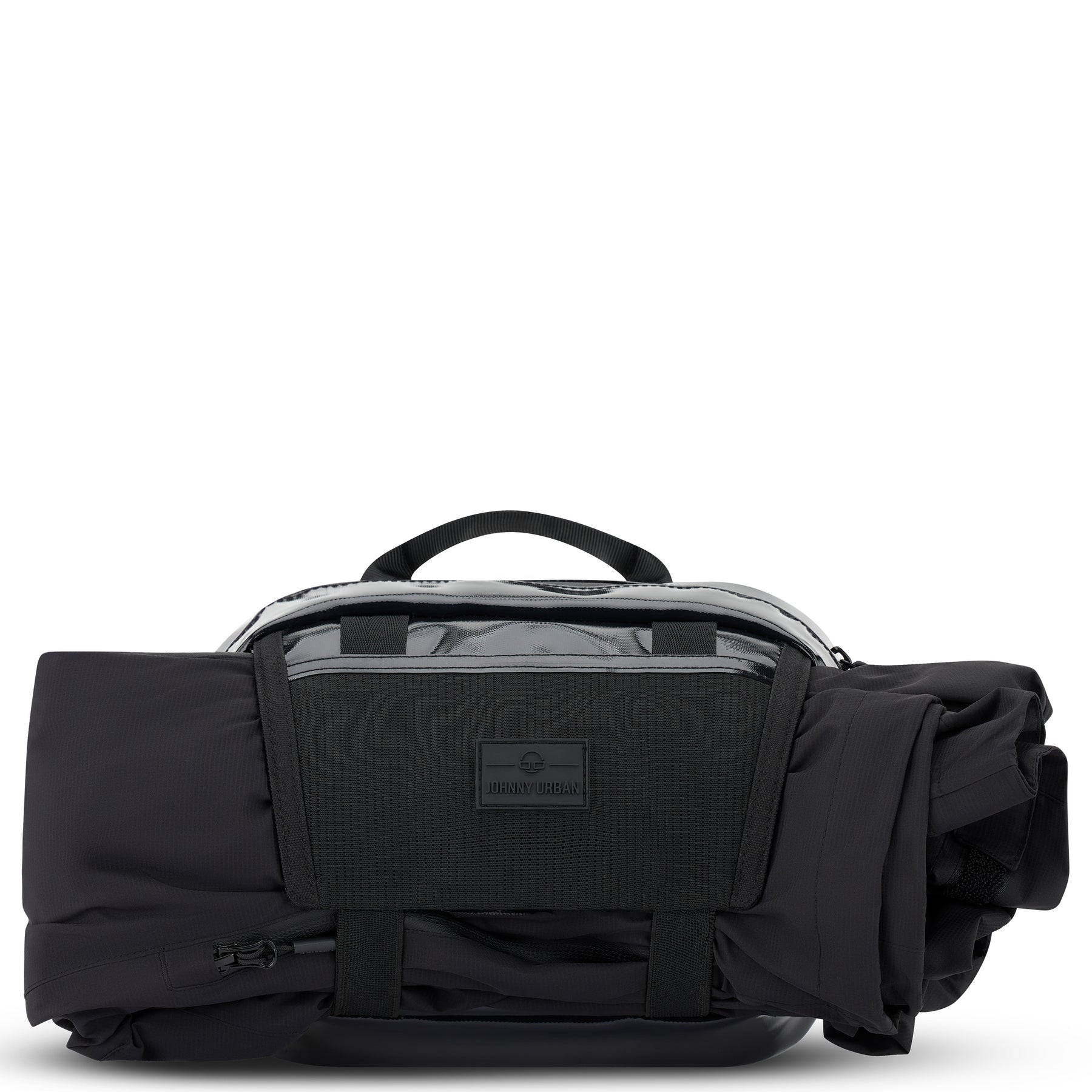 Schwarze Lenkertasche 'Nelson' von Johnny Urban mit Griff und Reißverschluss