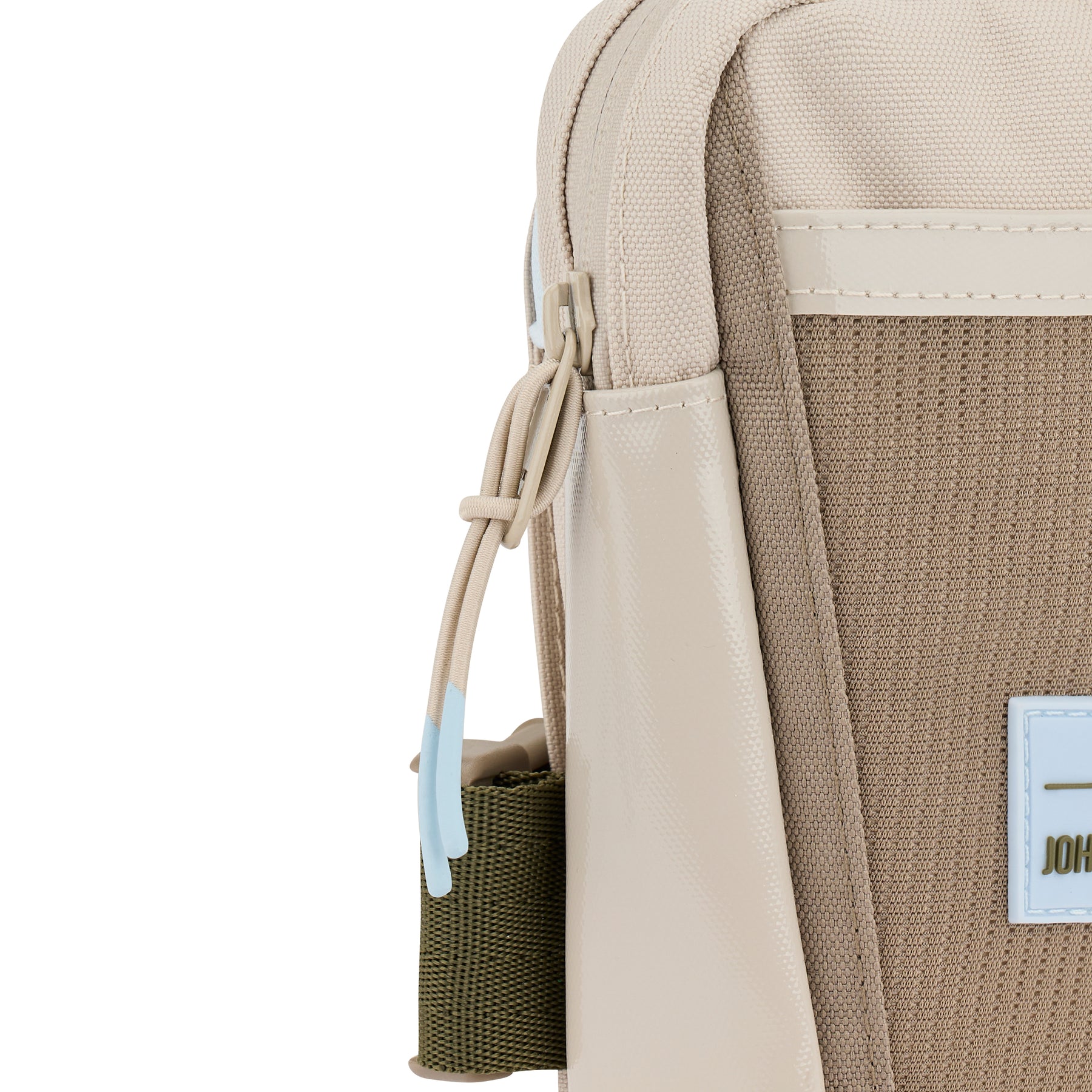 Beige Johnny Urban Umhängetasche 'Lex' mit Textil- und Kunstlederdetails, seitlicher Reißverschluss