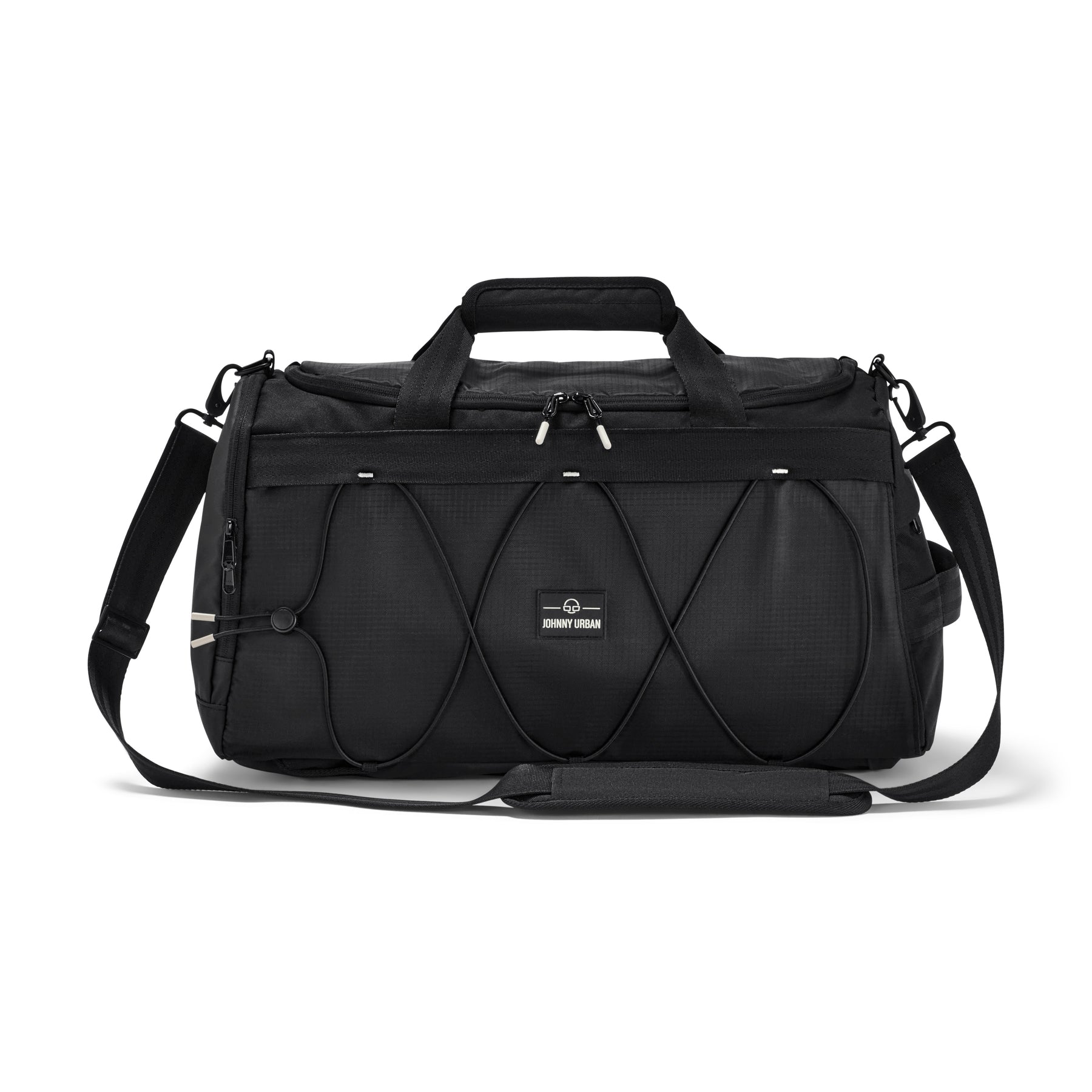 Schwarze Duffle Bag 'Shawn Medium' von Johnny Urban mit Schultergurt und elastischem Spanngurt vorne