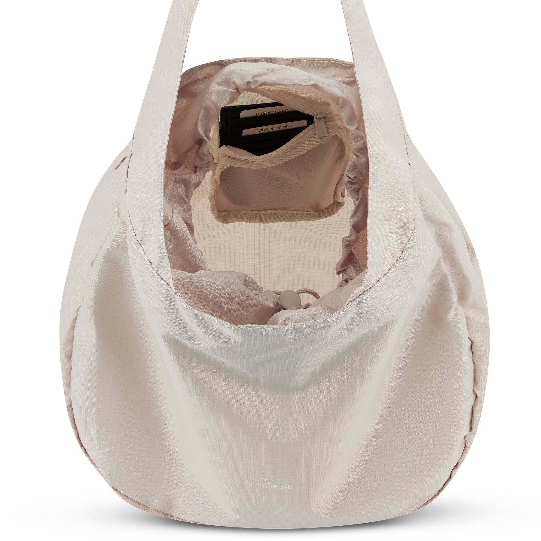 Beige nachhaltige Einkaufstasche 'Lee' von Johnny Urban mit Innenfach und Kreditkartenfächern