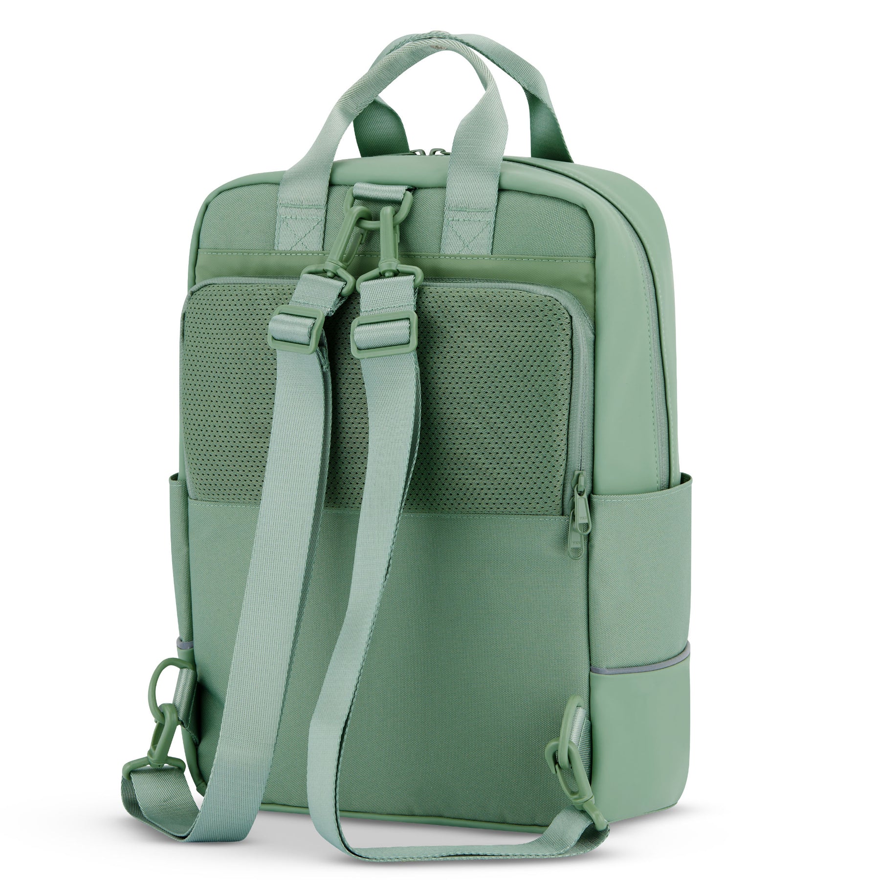 Rucksack Jona Medium in grün mit verstellbaren Schulterriemen, gepolstertem Rücken und seitlichen Taschen