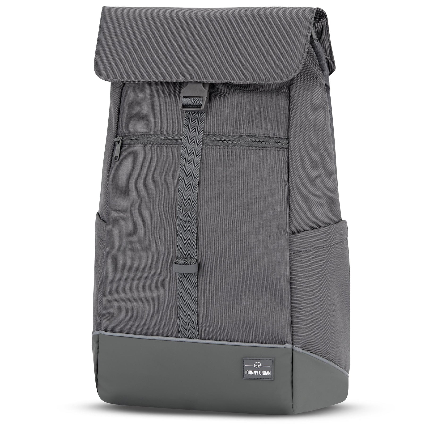 Grauer Fahrradrucksack 'Mika' mit Rollverschluss, Fronttasche und schwarzen Details