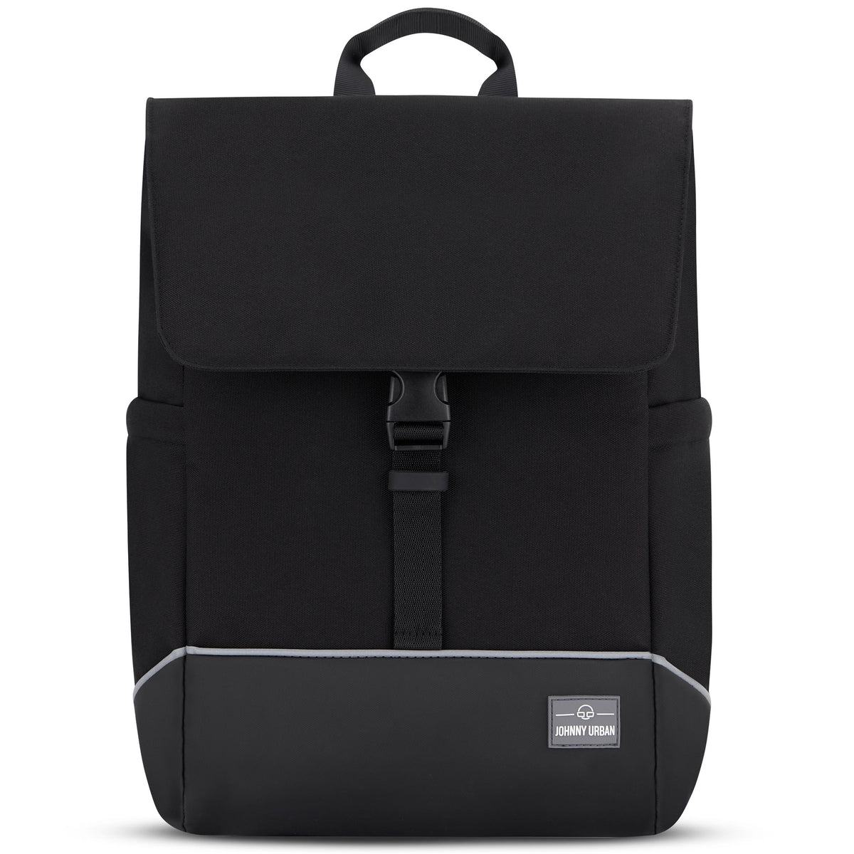 Schwarzer Fahrradrucksack 'Mika' von Johnny Urban mit Klappenverschluss und reflektierendem Logo