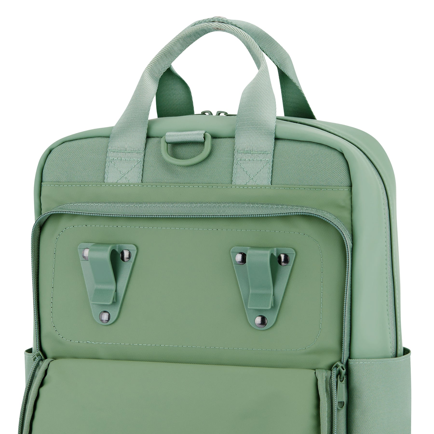 Grüner Rucksack 'Jona Medium' mit Griffen und Befestigungshaken für Fahrrad
