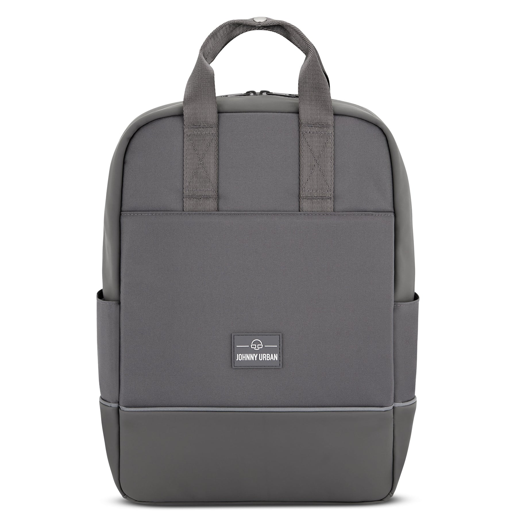 Grau-farbener Fahrradrucksack 'Jona Medium' von Johnny Urban mit zwei Tragegriffen und seitlichen Taschen