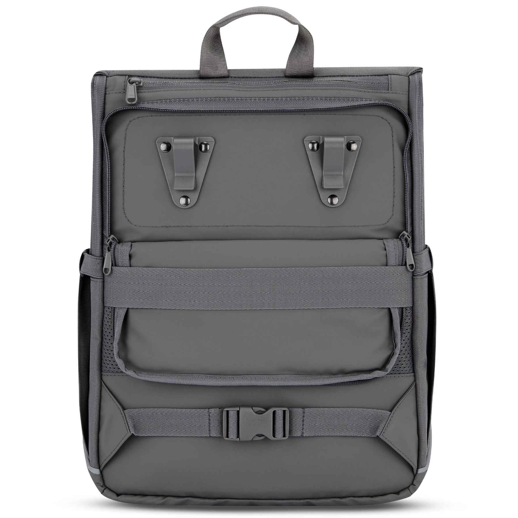 Grauer Rucksack 'Mika' Bike mit Halteclips und mehreren Reißverschlussfächern