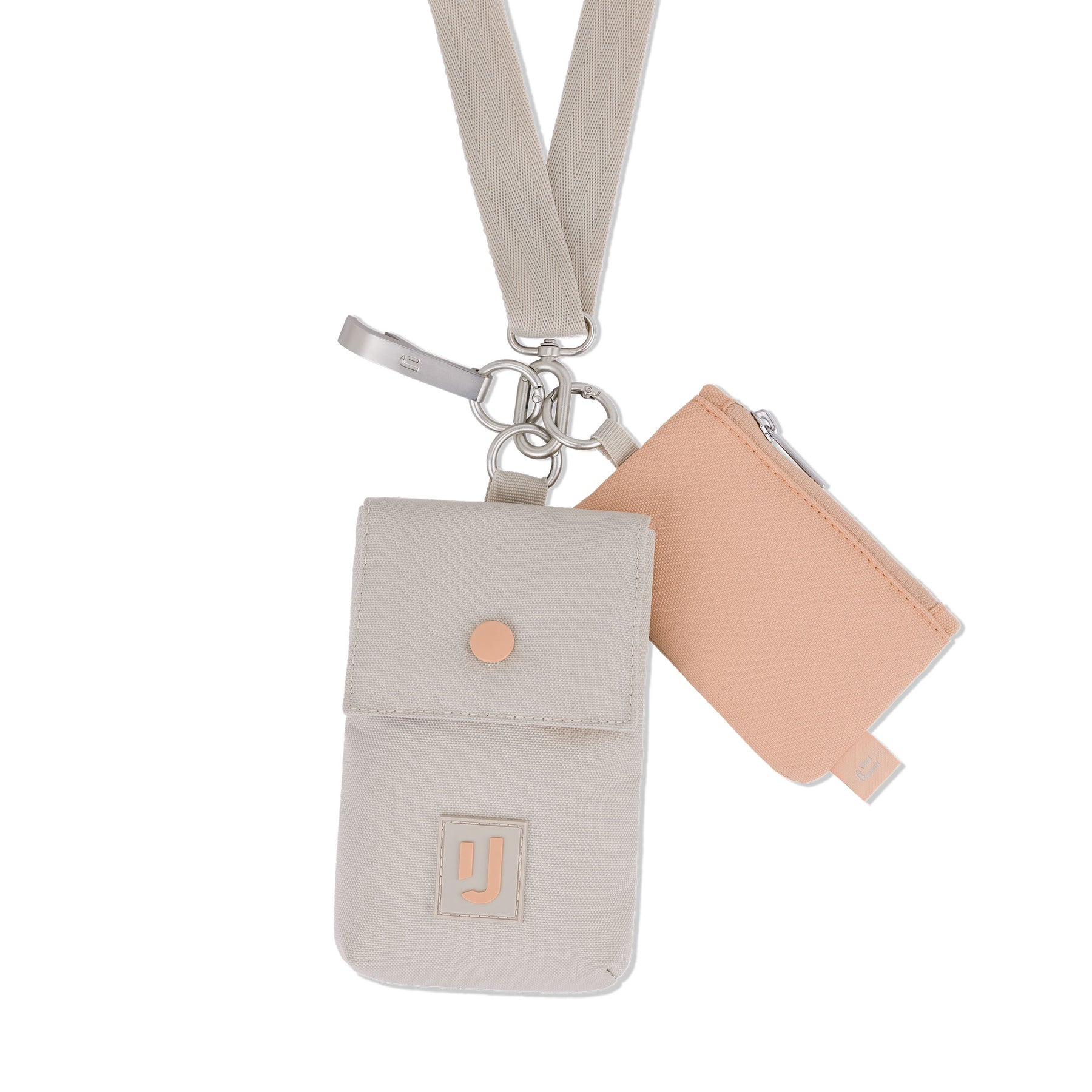 Beige Hals-Tasche 'Juno' von Johnny Urban mit zwei Fächern und abnehmbarem Schlüsselring