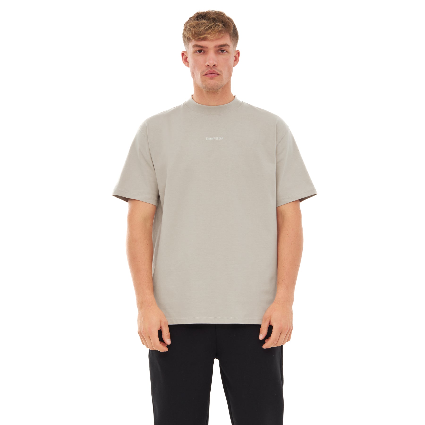 Beiges, oversized T-Shirt 'Sammy Johnny Urban' für Herren mit kurzem Arm und rundem Ausschnitt