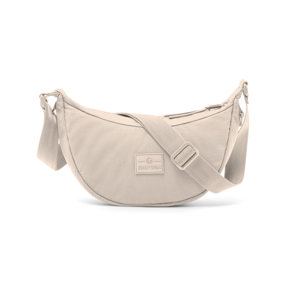 Halbmondförmige Umhängetasche Kaia Small von Johnny Urban in sandbeige mit verstellbarem Gurt