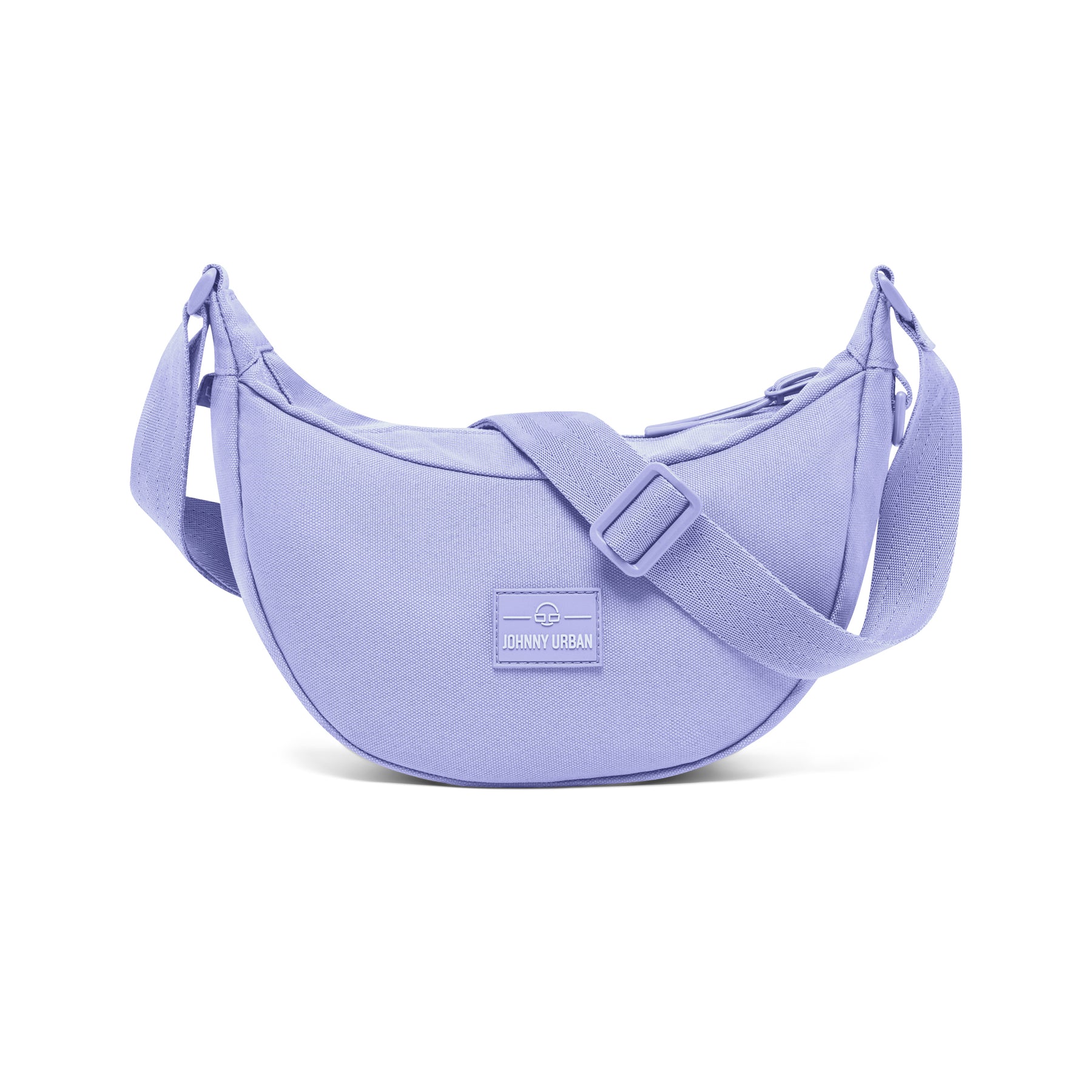 Halbmondförmige Damen-Umhängetasche 'Ally Small' von Johnny Urban in fliederfarbenem Stoff mit verstellbarem Gurt