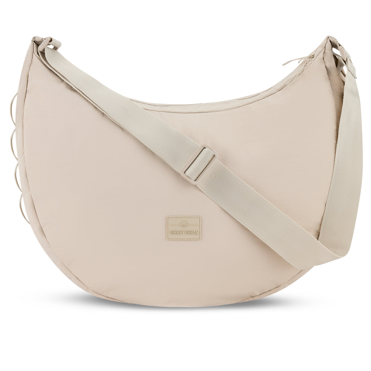 Beige Half Moon Bag 'Kaia XL' von Johnny Urban mit verstellbarem Schultergurt