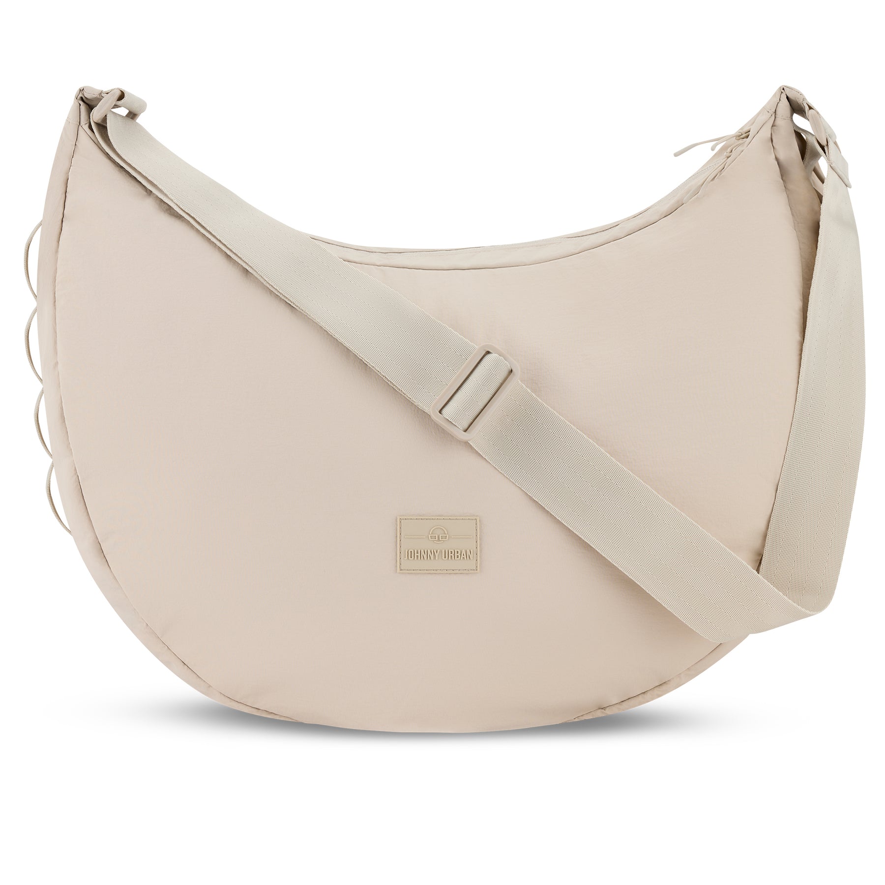 Beige Half Moon Bag 'Kaia XL' von Johnny Urban mit verstellbarem Schultergurt