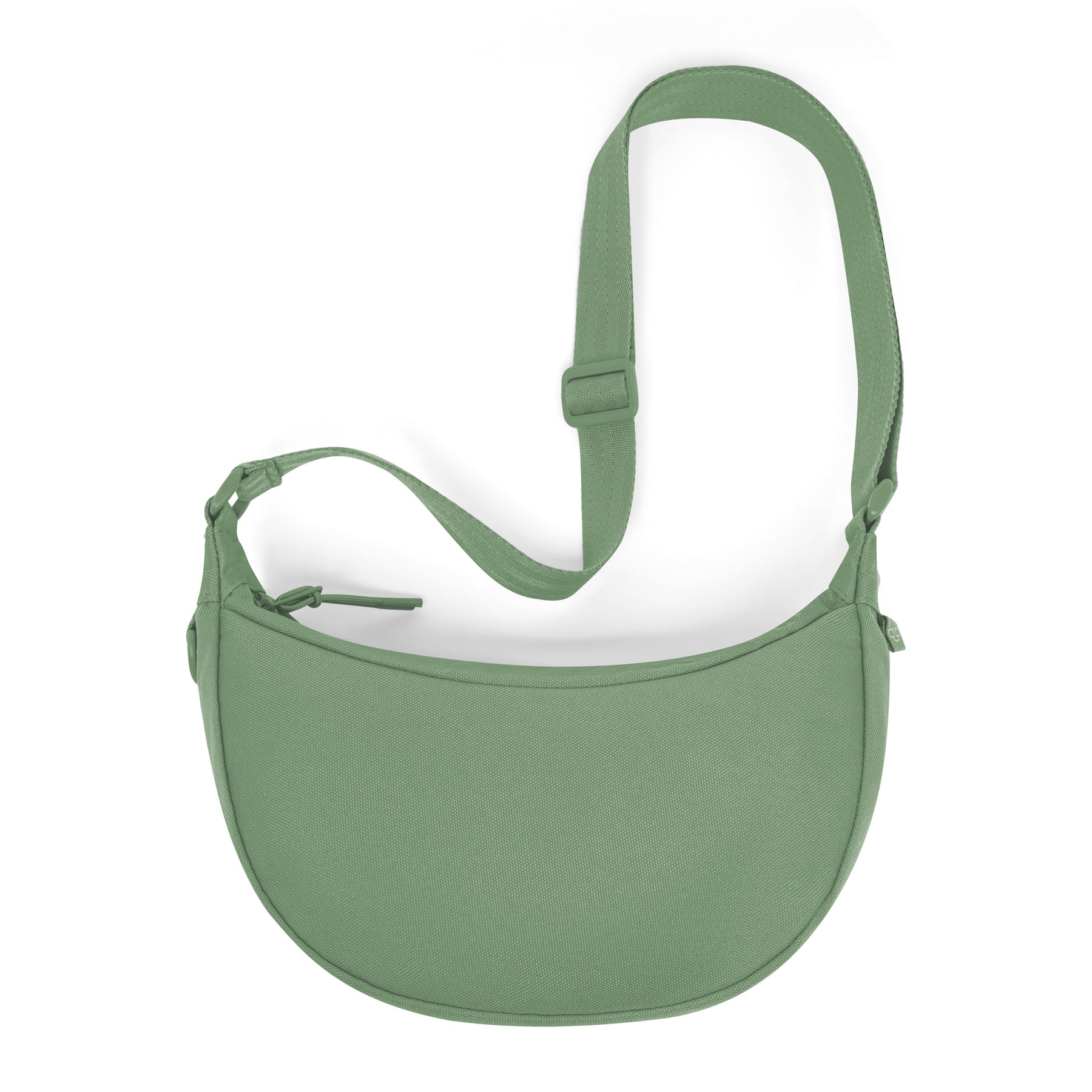 Halbmondförmige Umhängetasche 'Ally Small' in Salbeigrün mit verstellbarem Schultergurt