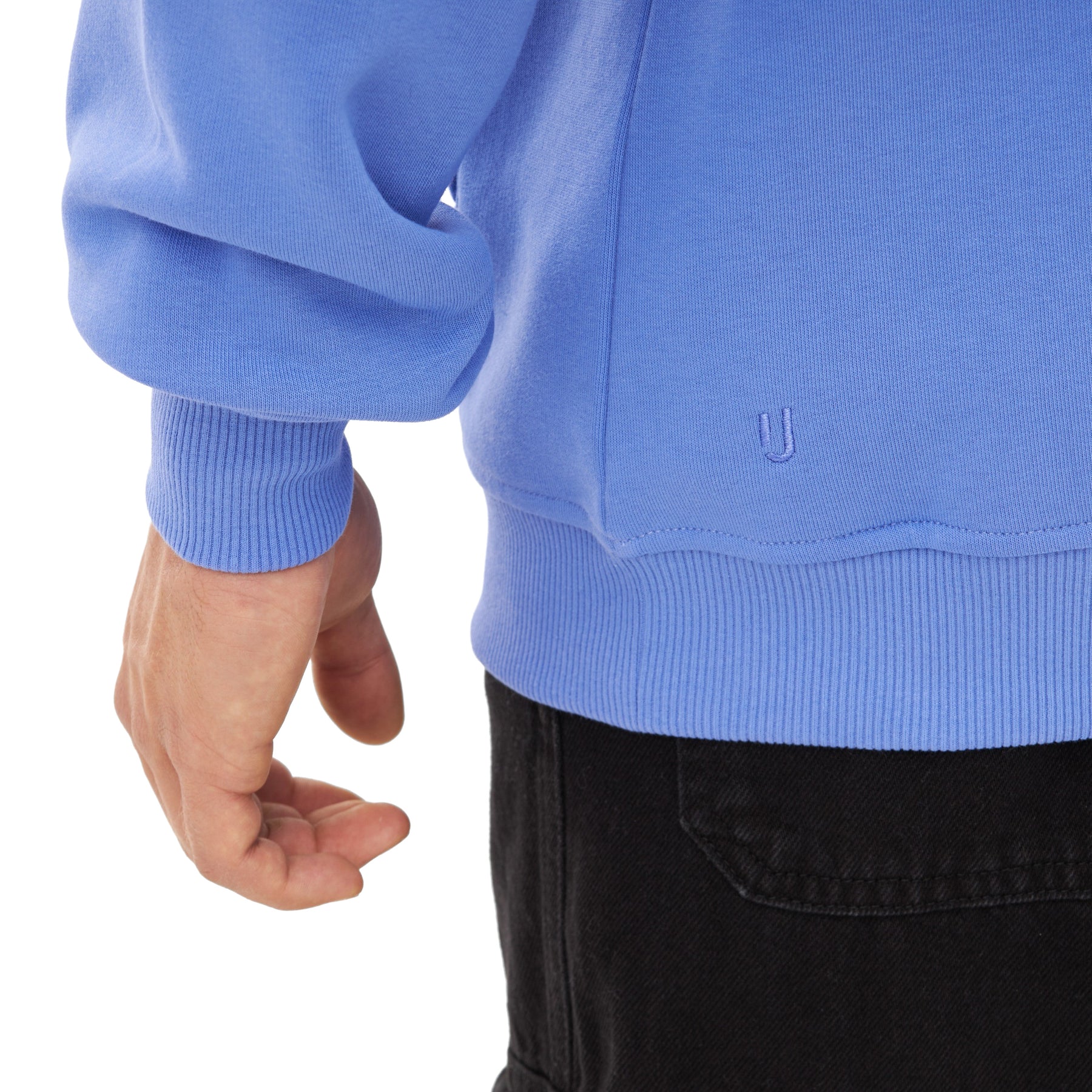 Halb-zip Pullover 'Cooper' in Blau-Lila aus Baumwolle mit gerippten Bündchen