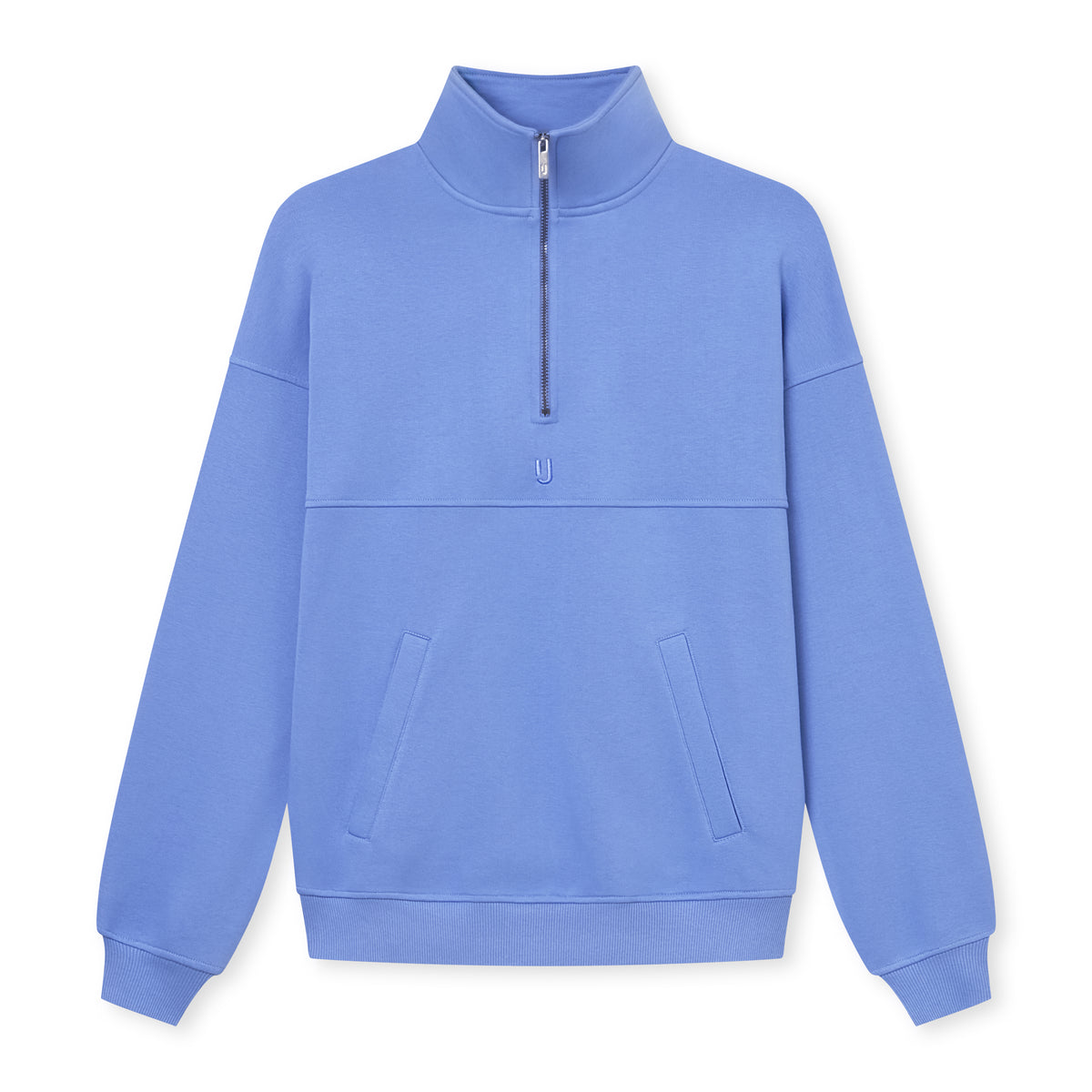 Blauer bis lilafarbener Half Zip Sweatshirt 'Cooper' mit Kängurutaschen und Stehkragen