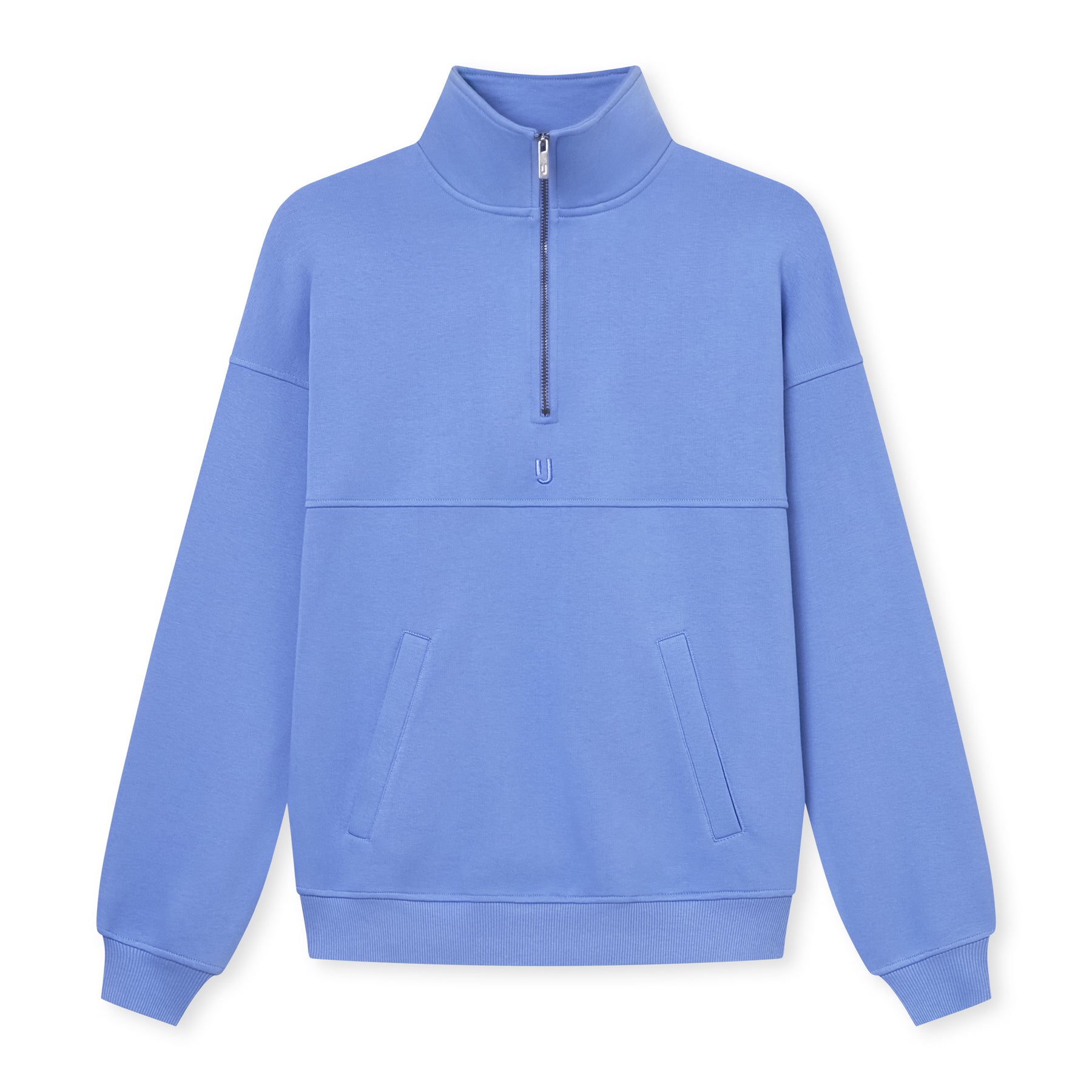 Blauer bis lilafarbener Half Zip Sweatshirt 'Cooper' mit Kängurutaschen und Stehkragen