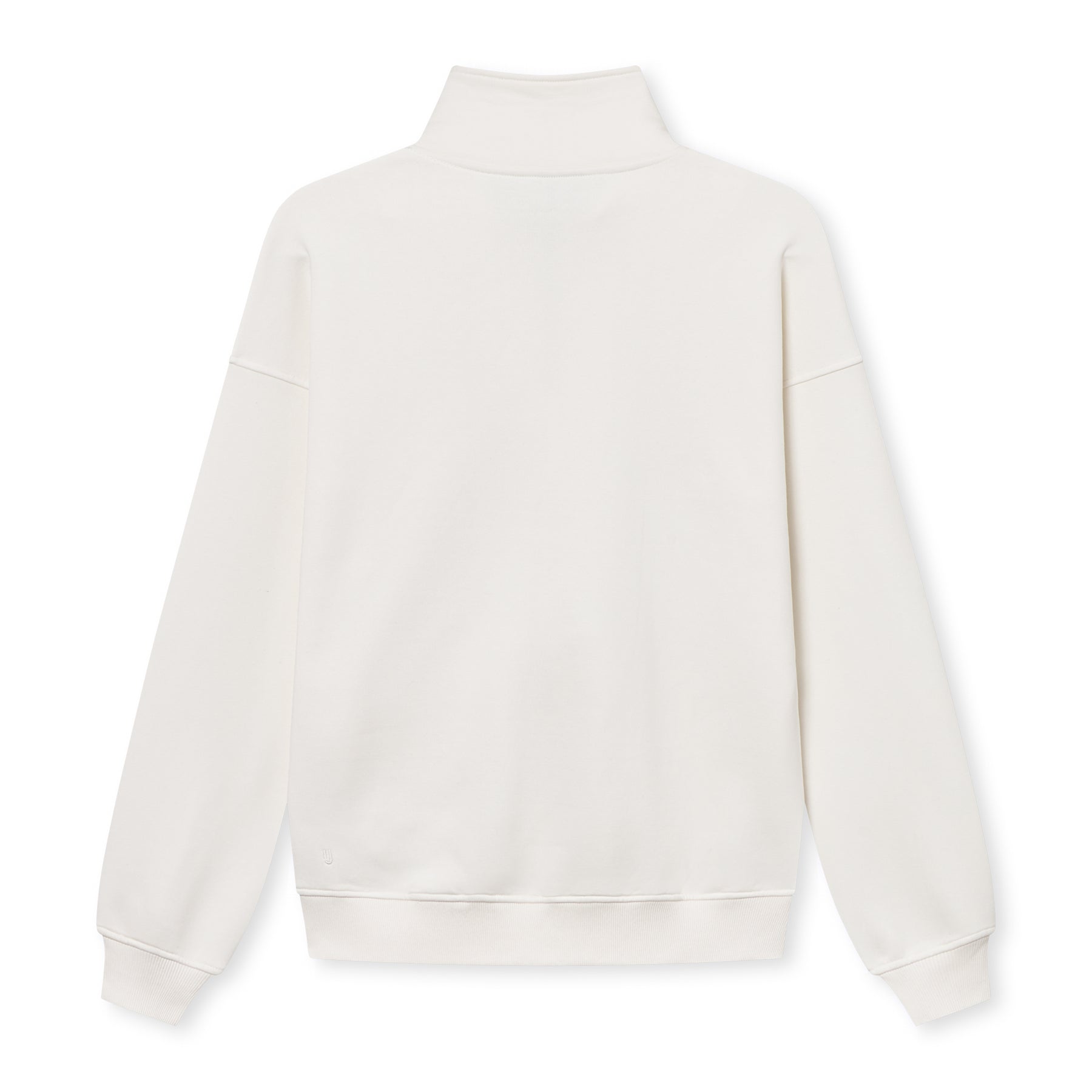 Cremeweißer Half Zip Sweatshirt 'Cooper' mit Stehkragen, langen Ärmeln und gerippten Bündchen