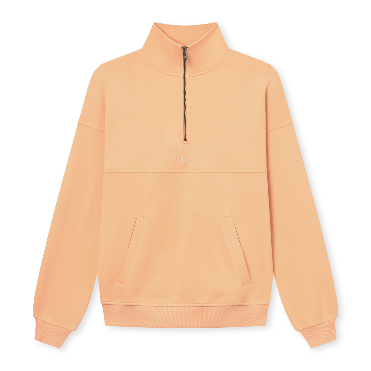 Half Zip Sweatshirt 'Cooper' von Johnny Urban in Pfirsichfarbe mit Stehkragen und Kängurutaschen
