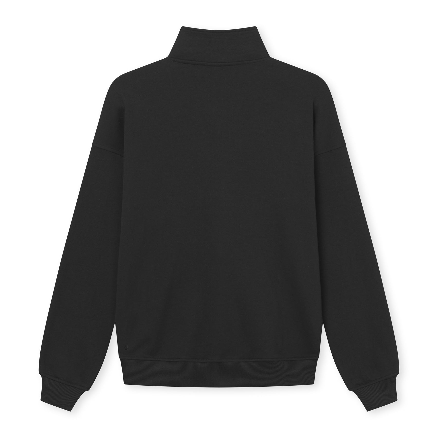 Schwarzer Half-Zip-Sweatshirt Pullover 'Cooper' mit hohem Kragen und gerippten Bündchen