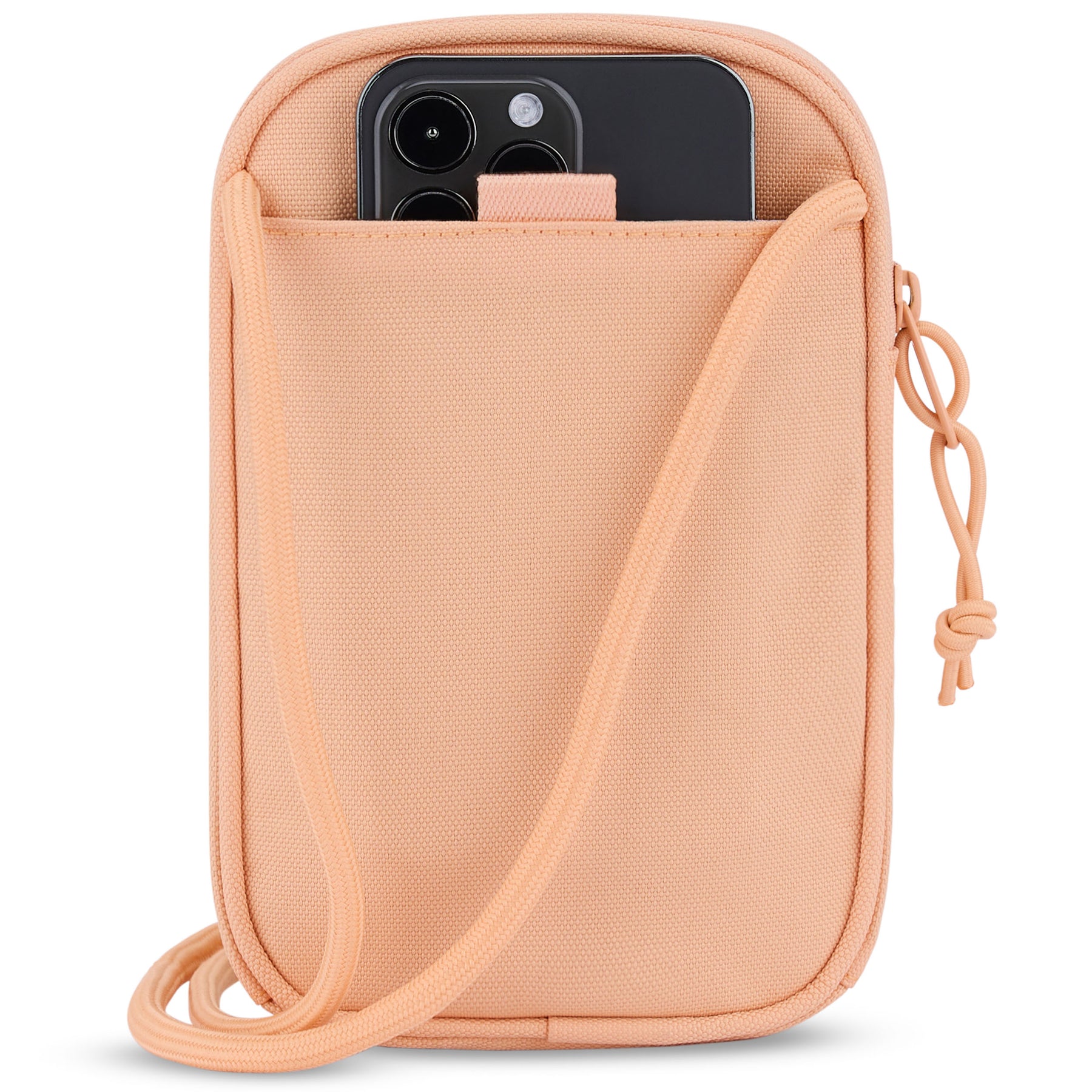 Umhängetasche Josh in Pfirsich mit Fronttasche und Smartphone