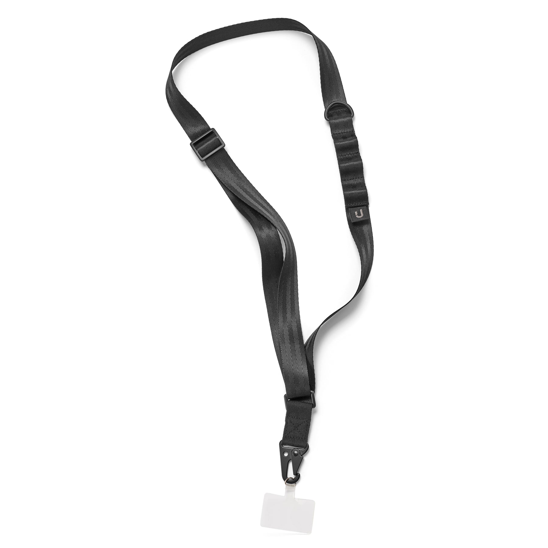 Schwarze Handykordel mit verstellbarem Band und Karabinerhaken
