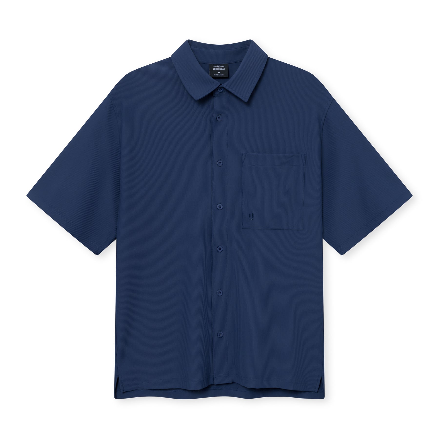 Navyblaues Kurzarmhemd 'Mason' von Johnny Urban mit Kragen und Brusttasche