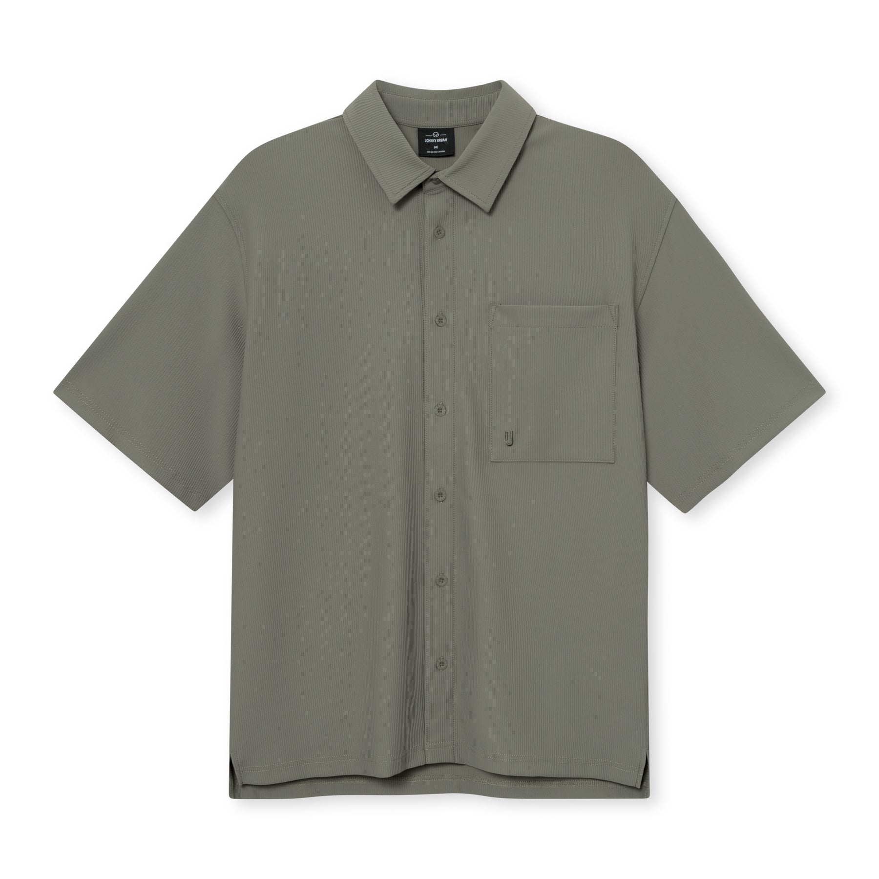 Olivgrünes, kurzärmeliges Hemd mit Brusttasche und Knopfleiste aus dem Set 'Mason'