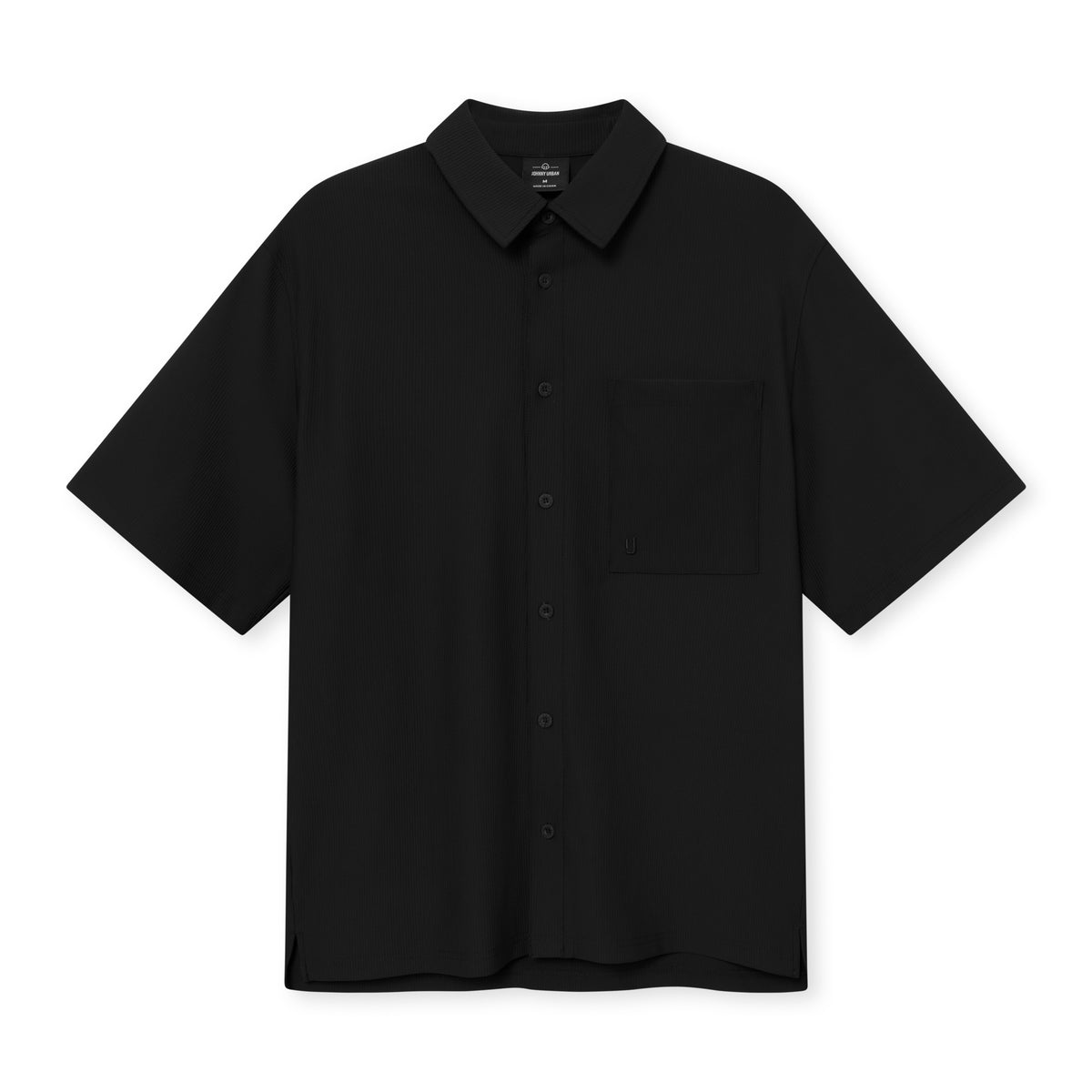 Schwarzes, kurzärmliges Hemd mit Knopfleiste und Brusttasche vom Set 'Mason'